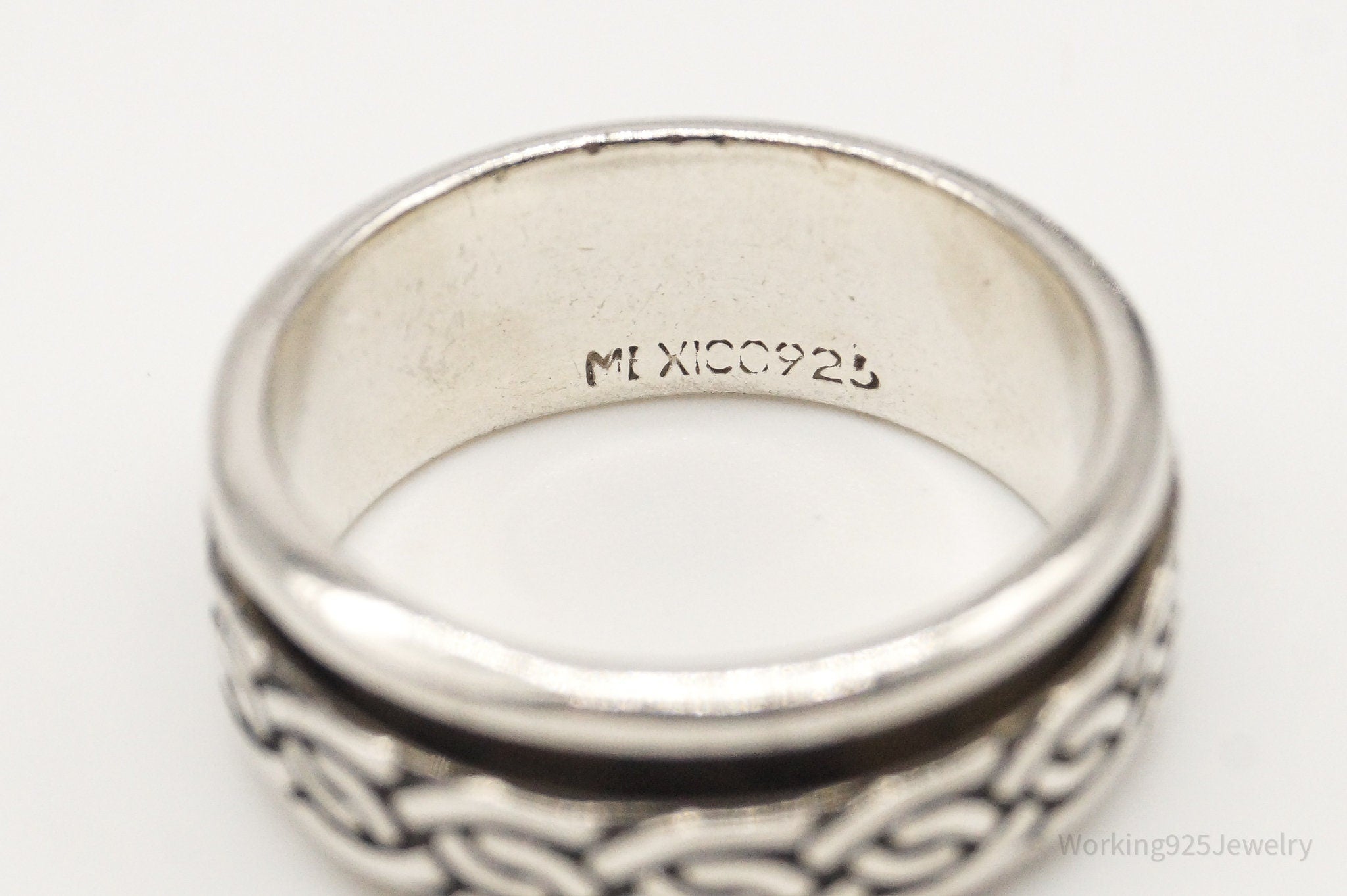 Vintage Mexico Sterling Silver Spinner Ring - Size 7.25