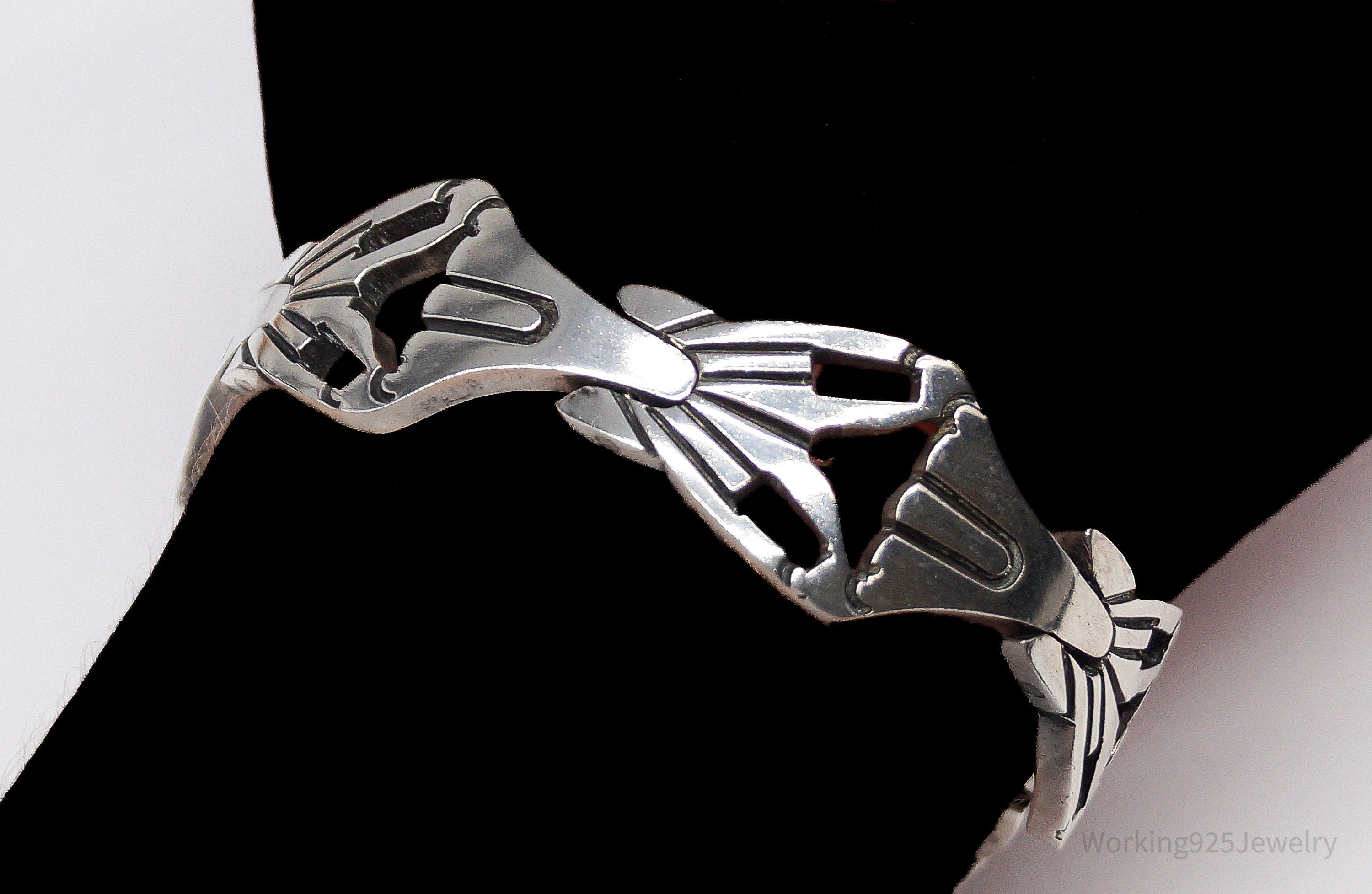 Vintage Mexico Modernist Sterling Silver Bracelet - 6.75"