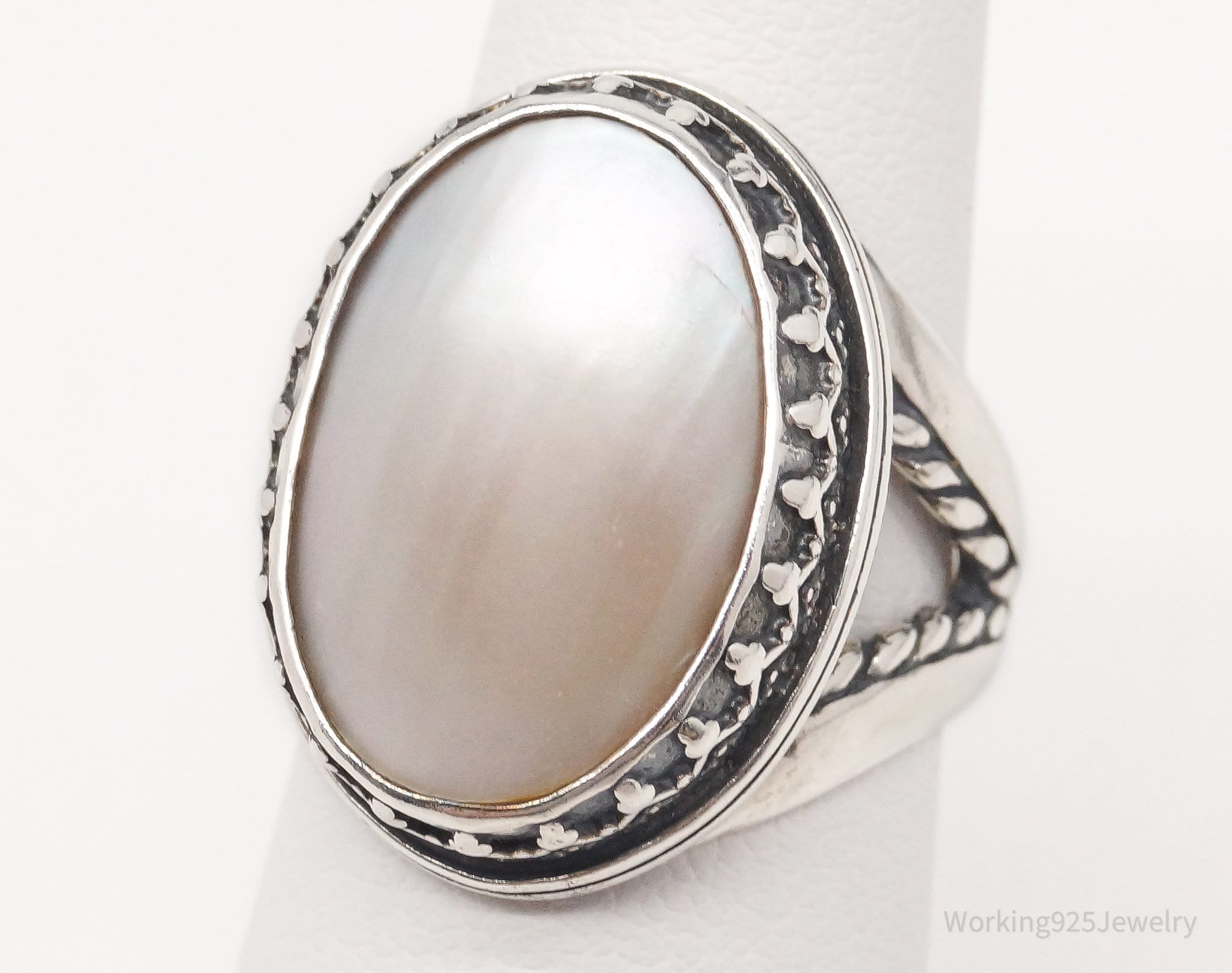 Vintage Southwestern Designer Carolyn Pollack Pearl Sterling Silver Ring Size 6