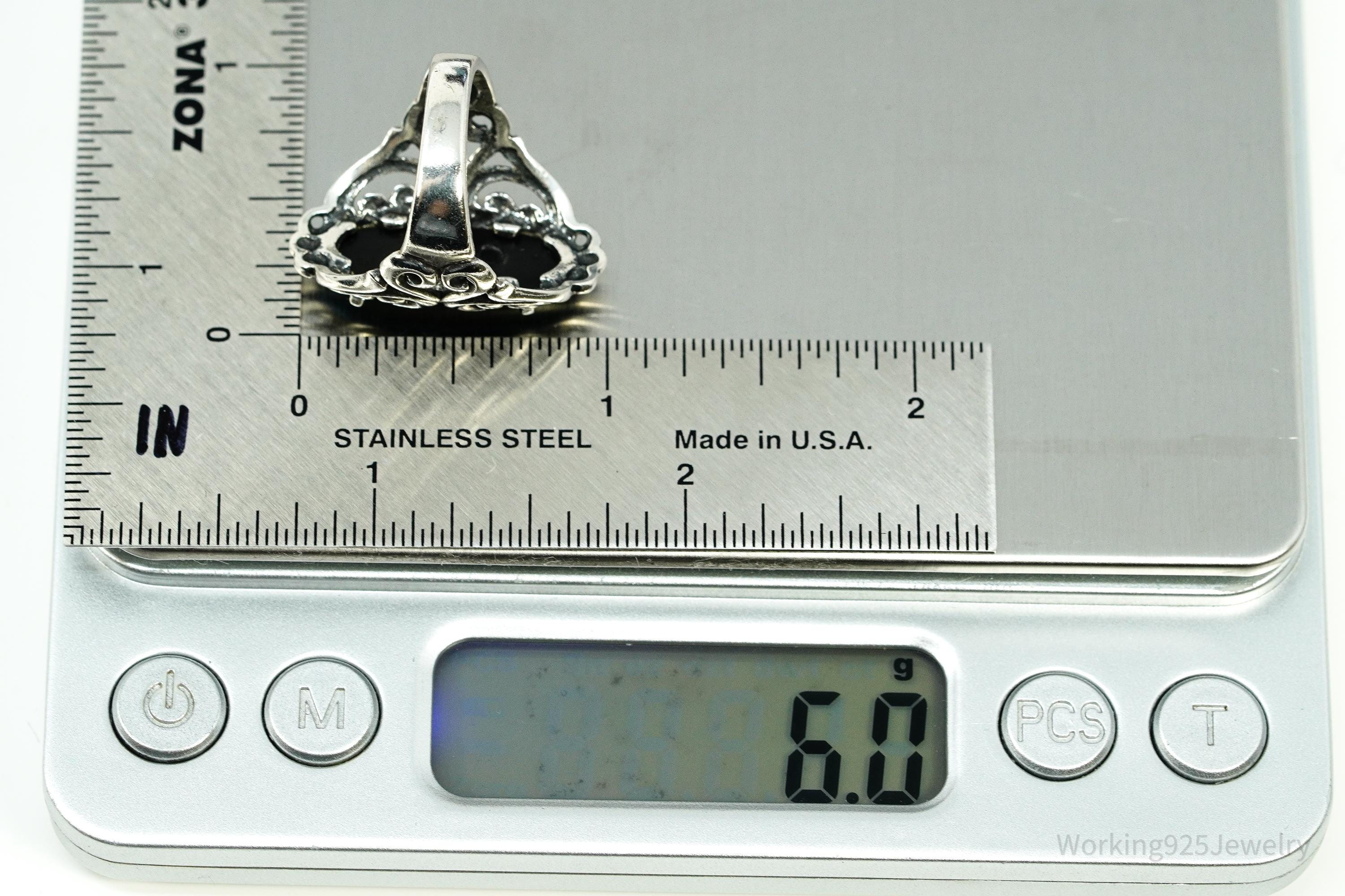 Vintage Designer Kabana Abalone Paua Shell Sterling Silver Ring - Size 7