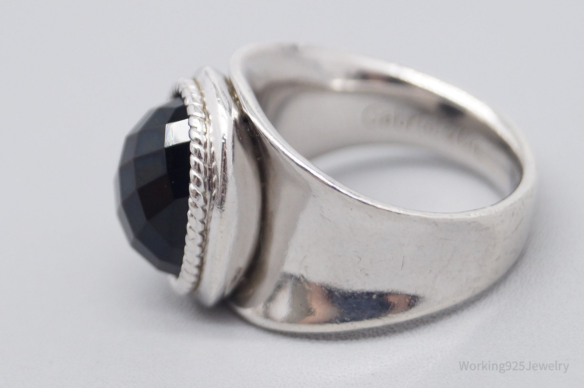 Designer Gabriel & Co Retired Black Onyx Sterling Silver Ring - Size 6.5