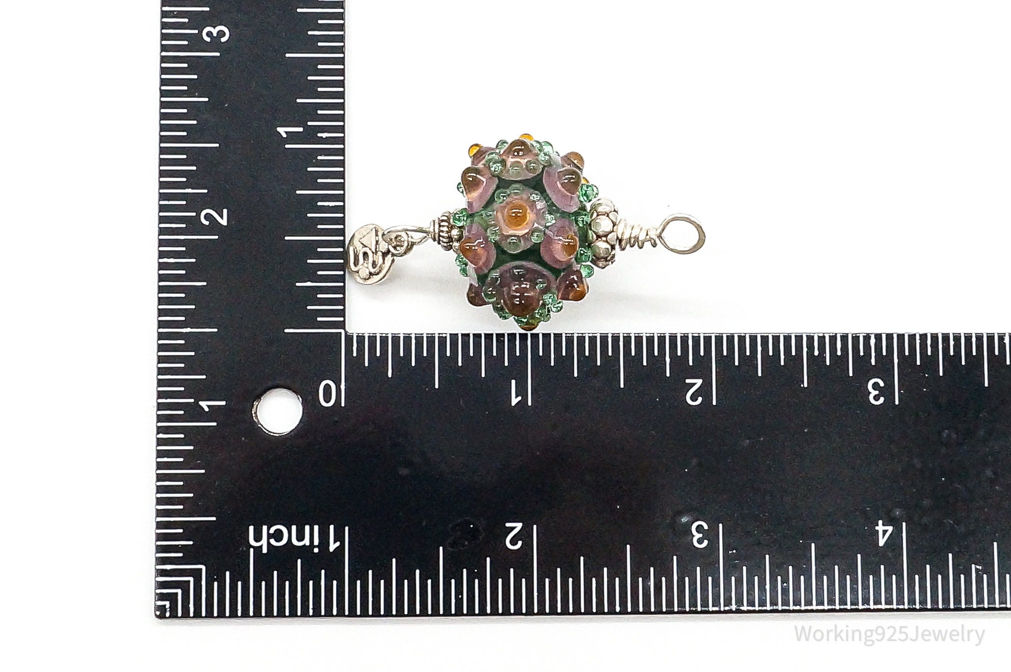 Vintage Large Glass Sterling Silver Pendant