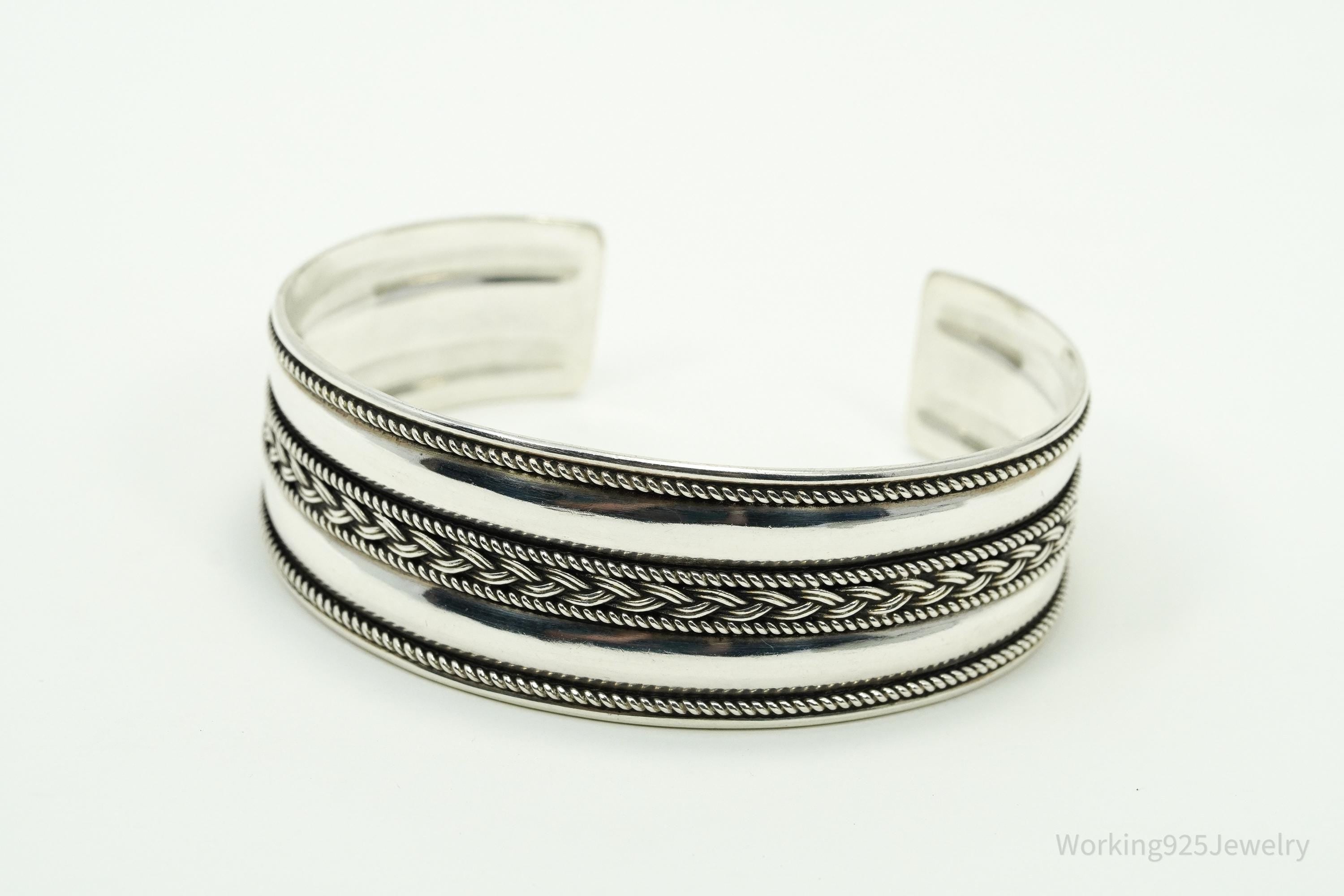 Vintage Designer BA Suarti Sterling Silver Cuff Bracelet 7.25"