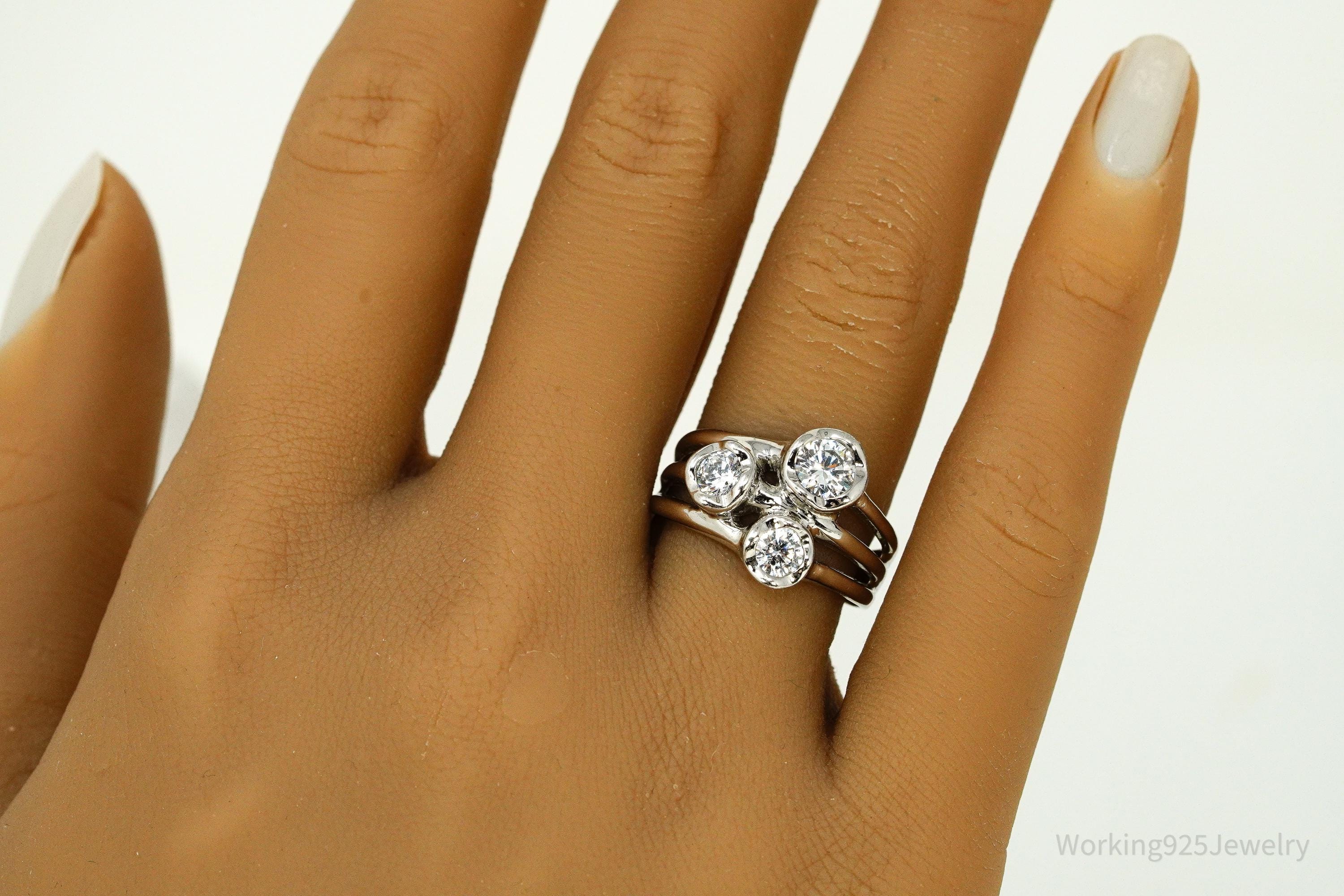 Vintage Cubic Zirconia Sterling Silver Ring Size 8