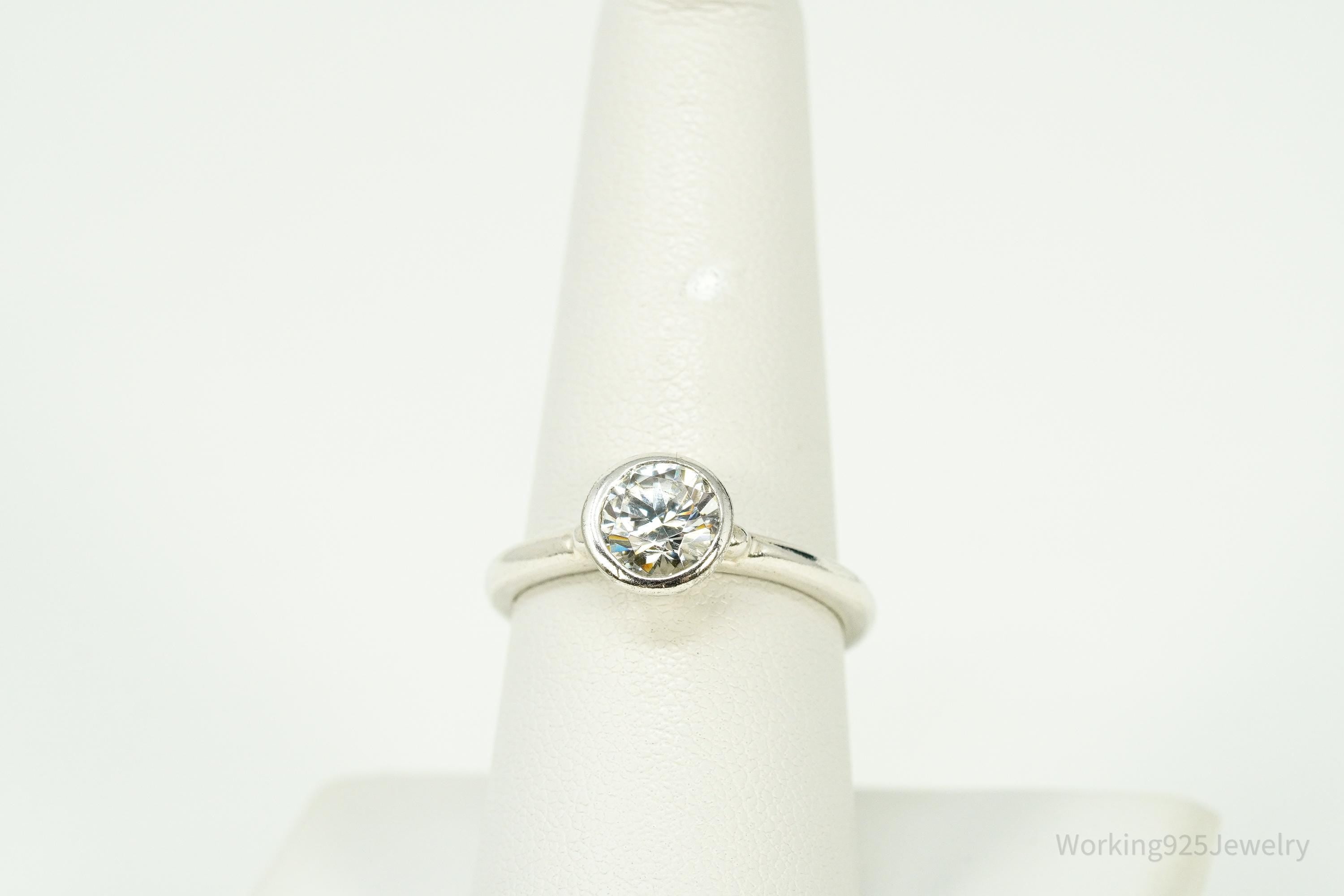 Vintage Cubic Zirconia Sterling Silver Ring Size 8