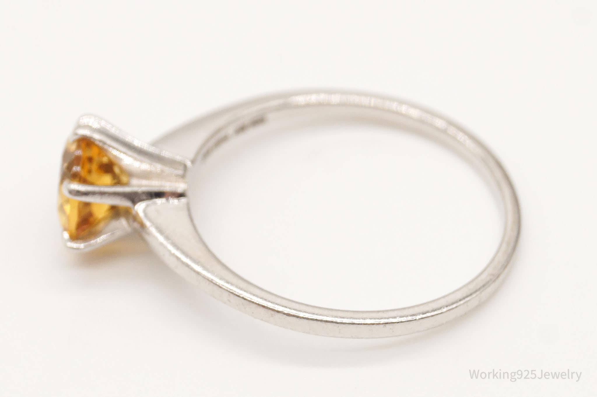 Vintage Citrine Sterling Silver Ring - Size 8.75