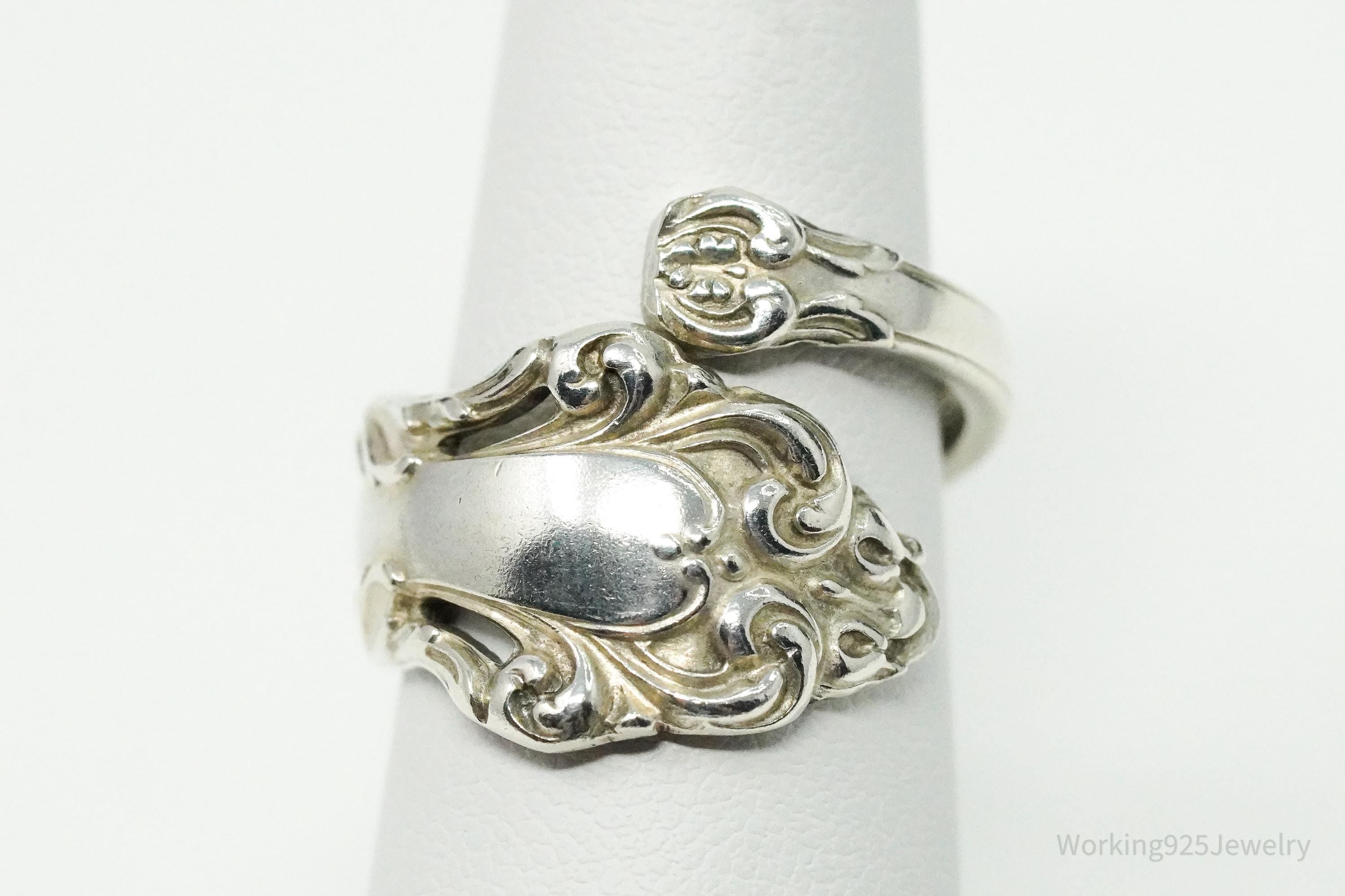Antique Reed & Barton Repousse Sterling Silver Spoon Ring Size 6.75