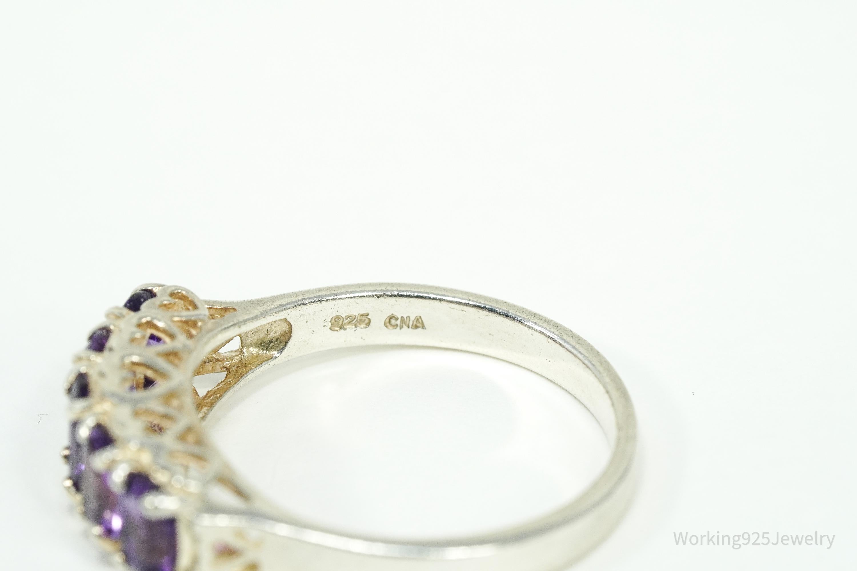 Vintage Amethyst Sterling Silver Ring - Size 9.75