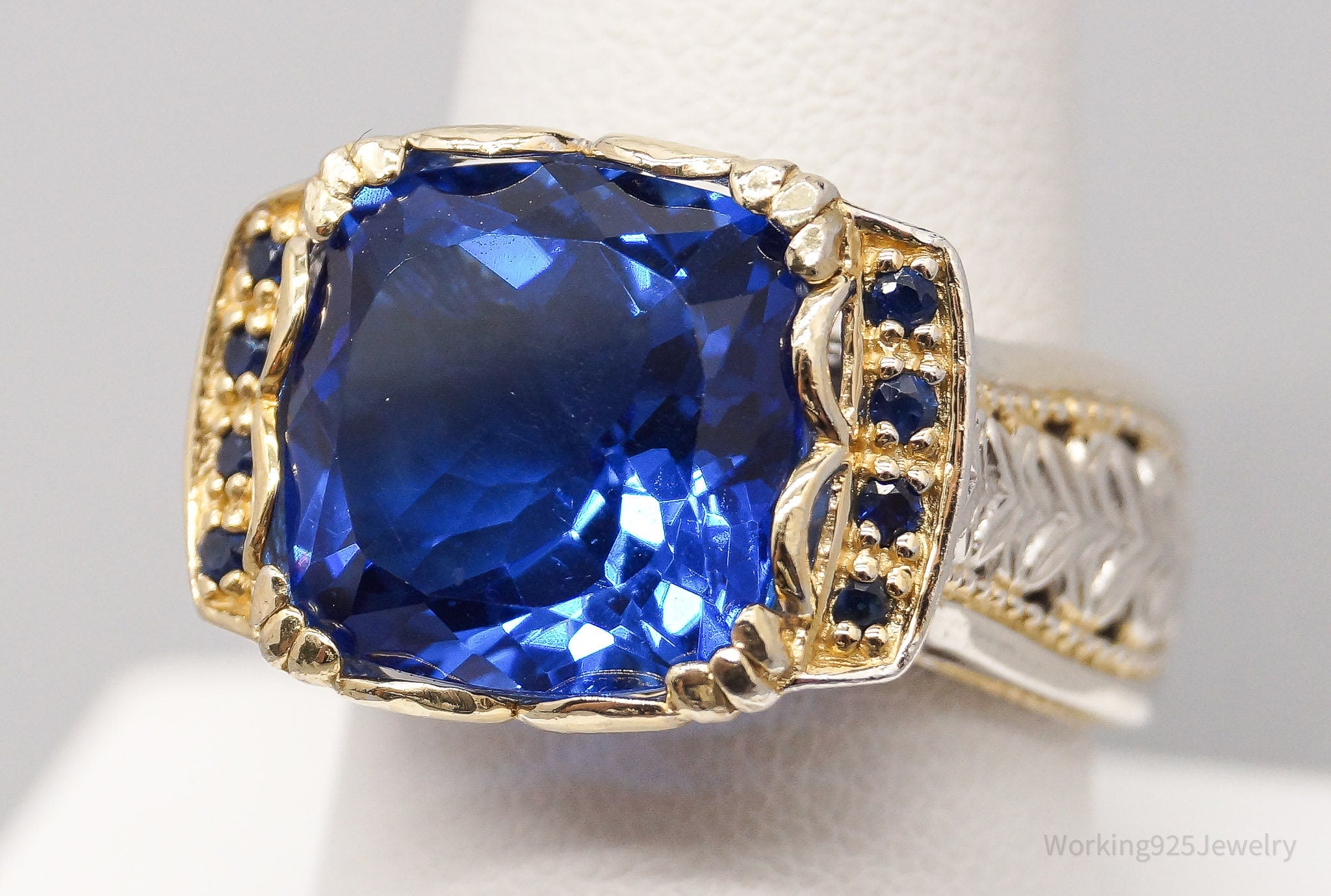 Michael Valitutti Blue Spinel Gems En Vogue Gold Sterling Silver Ring Size 8.75