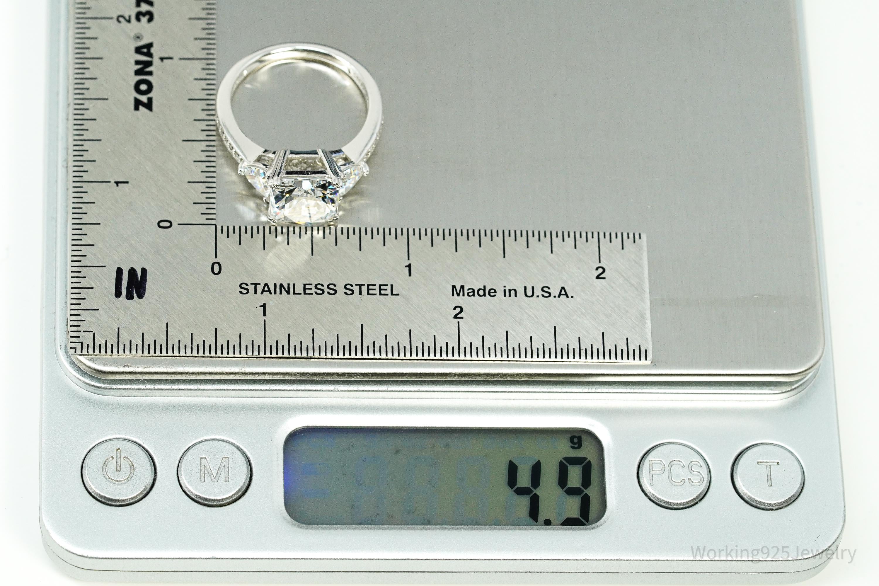 Vintage Cubic Zirconia Sterling Silver Ring Size 8