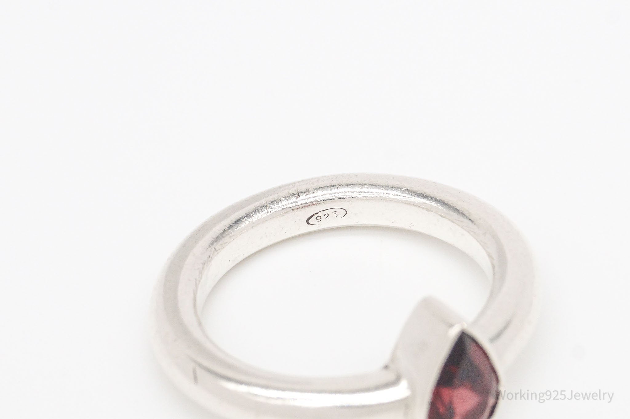 Vintage Garnet Sterling Silver Ring - Size 6