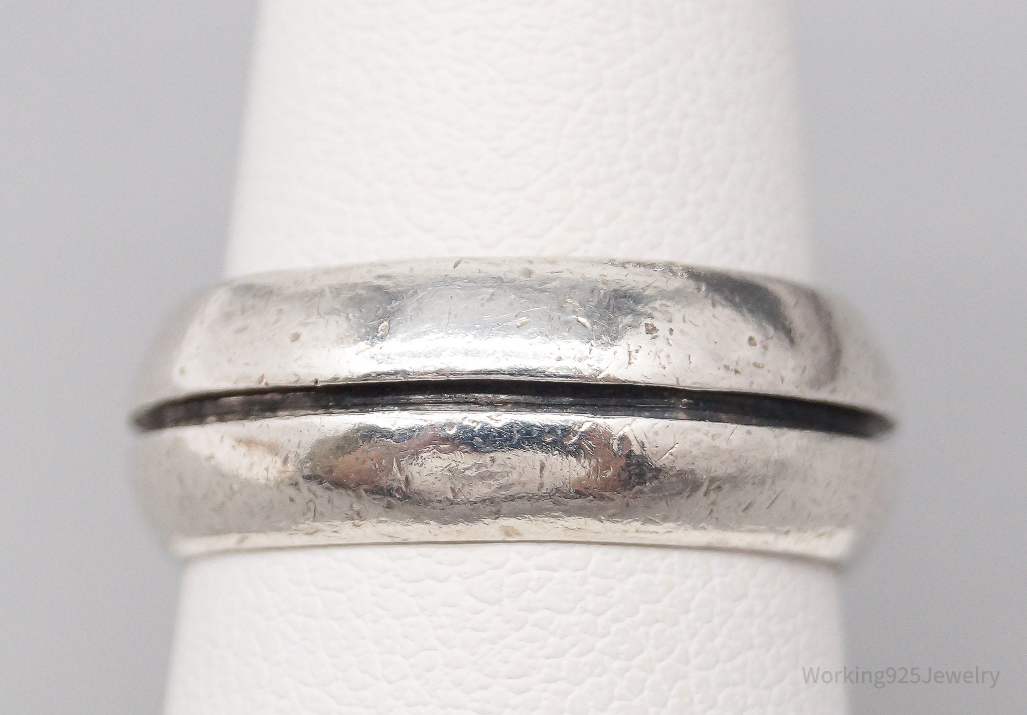 Vintage Mexico Modernist Style Sterling Silver Band Ring - Size 7.25