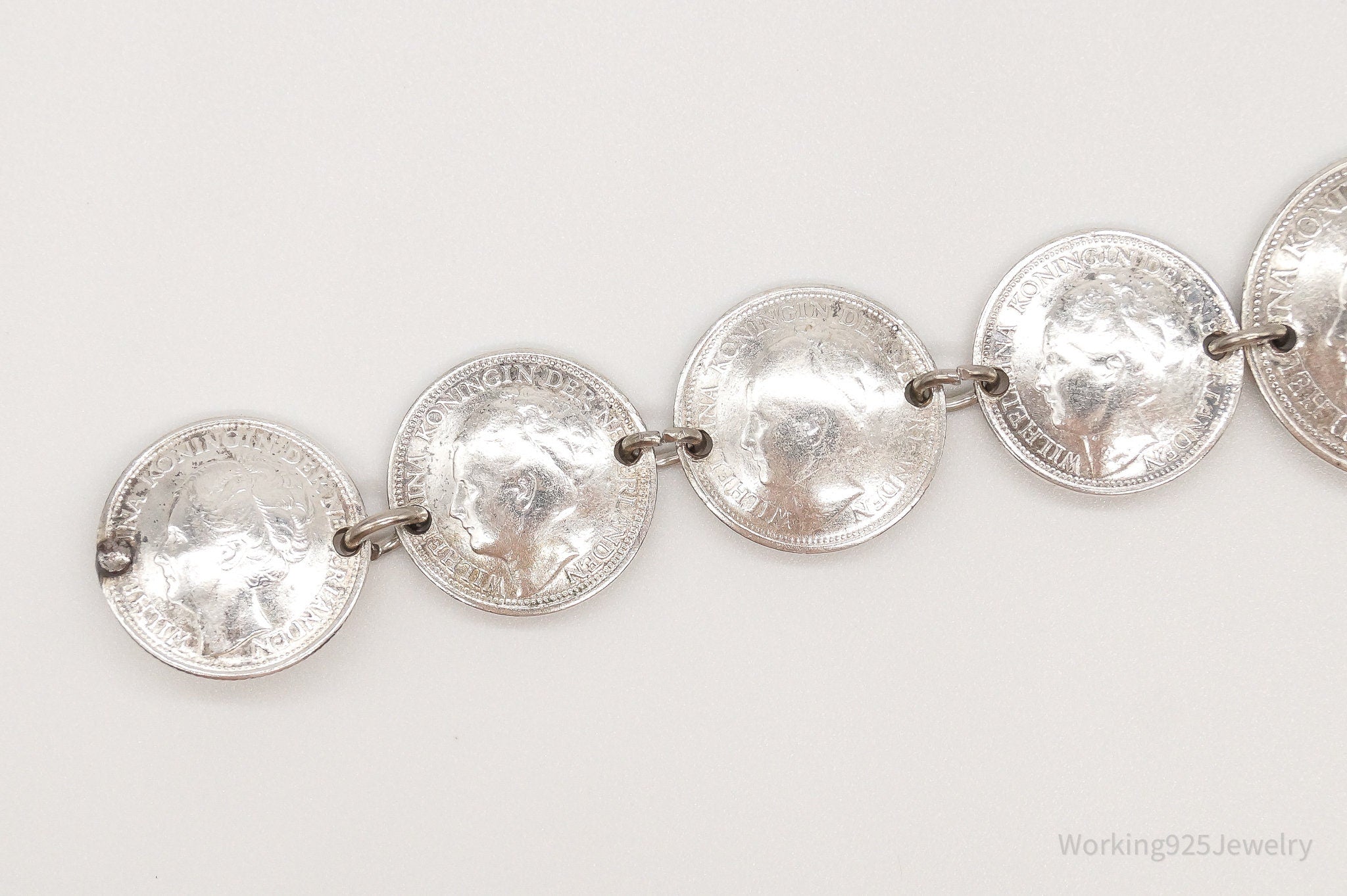 Wilhelmina Kiningin Der Nederlanden Coins Silver Bracelet