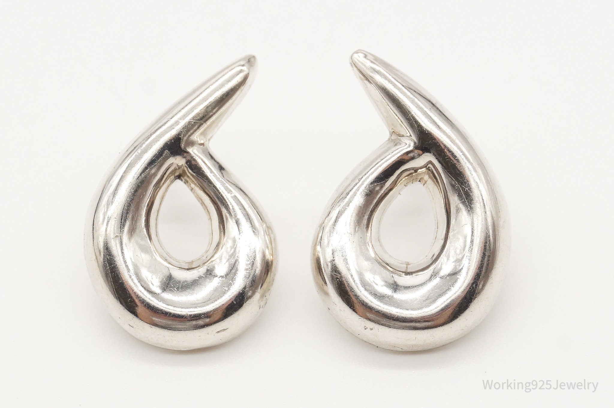 Vintage Mexico Modernist Sterling Silver Earrings