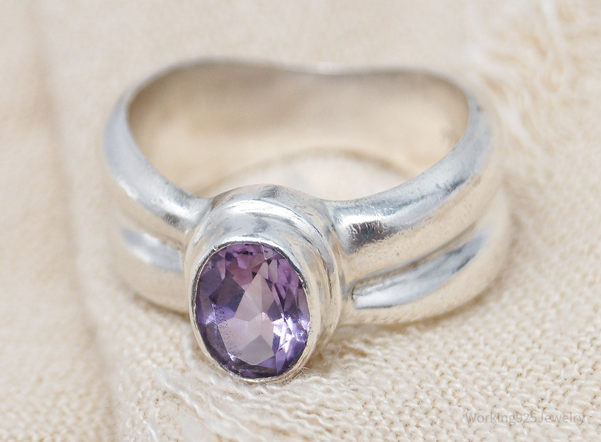 Vintage SARDA Amethyst Sterling Silver Ring - Size 7