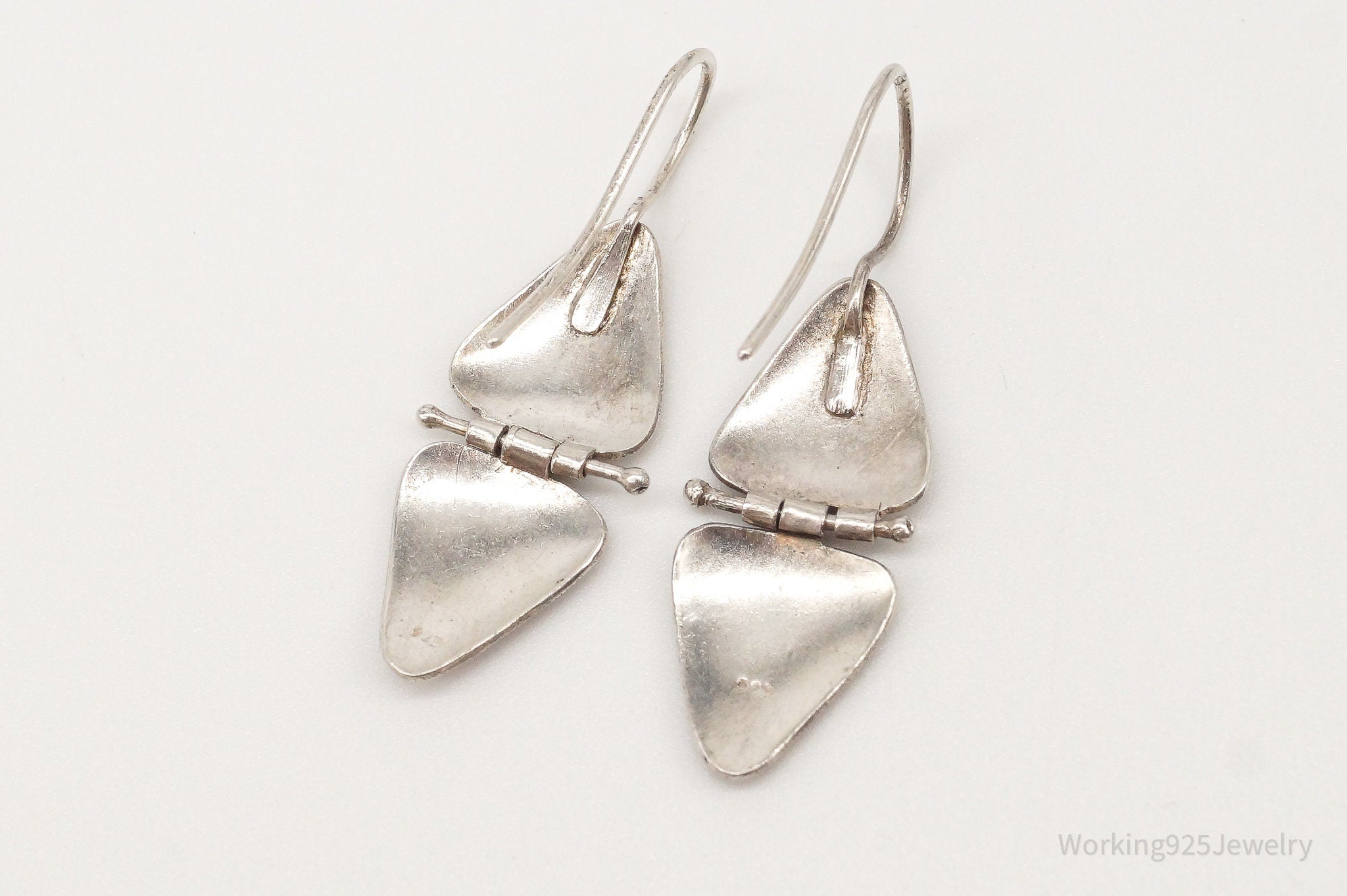 Vintage Enamel Modernist Sterling Silver Earrings