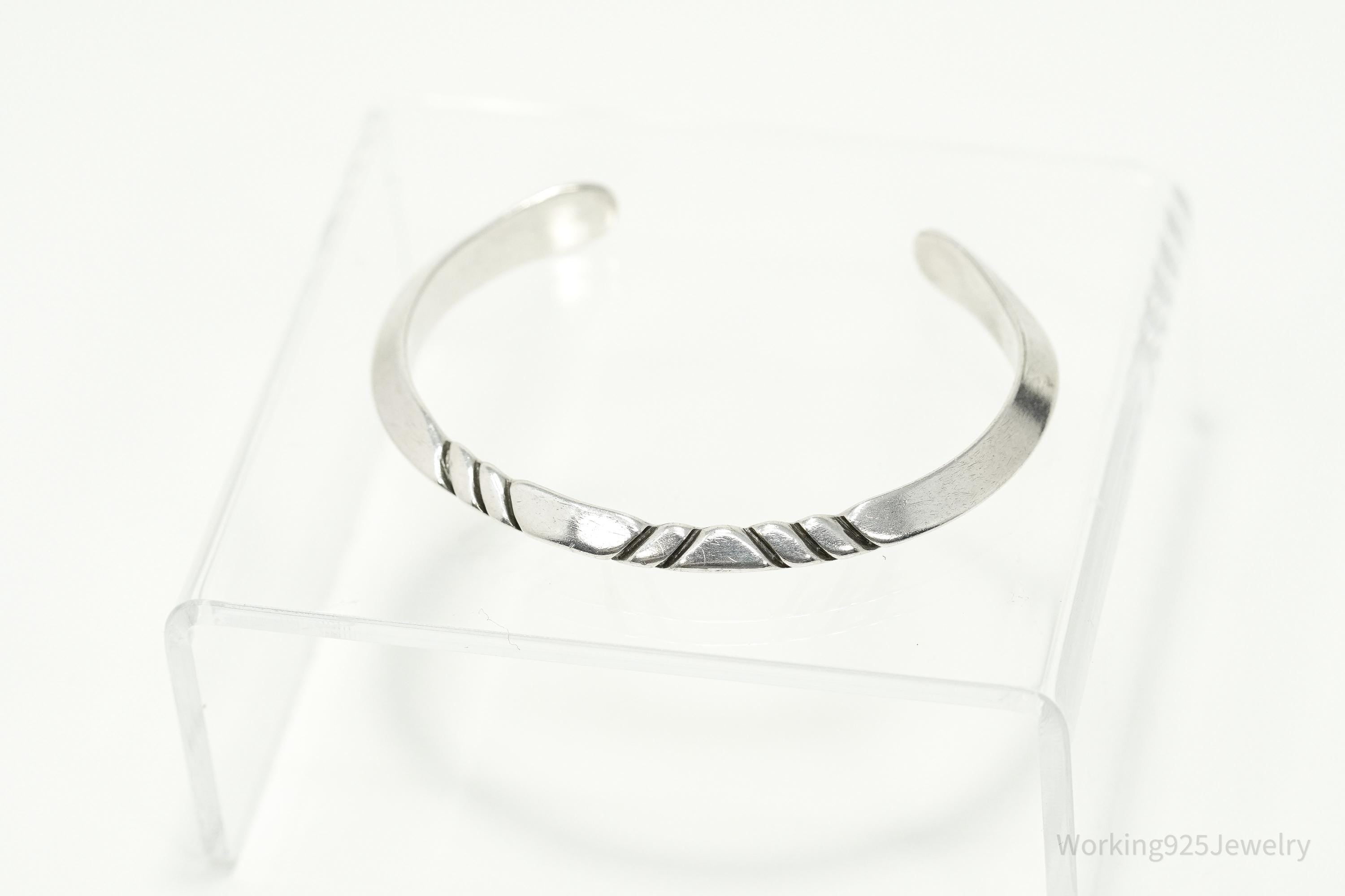 Vintage Native American Sterling Silver Cuff Bracelet - 6.25"