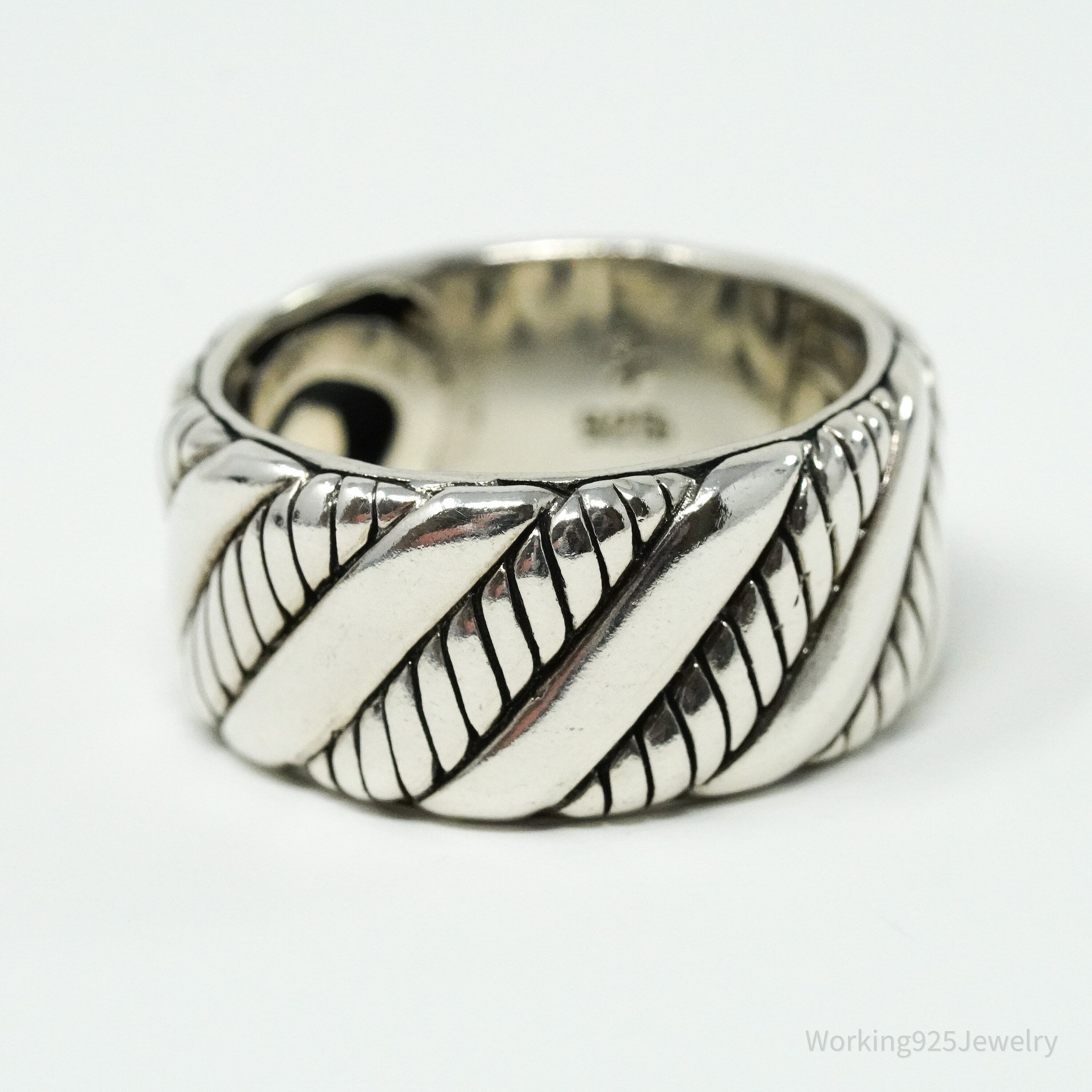 Vintage Designer Samuel B Sterling Silver Band Ring - Size 10.25