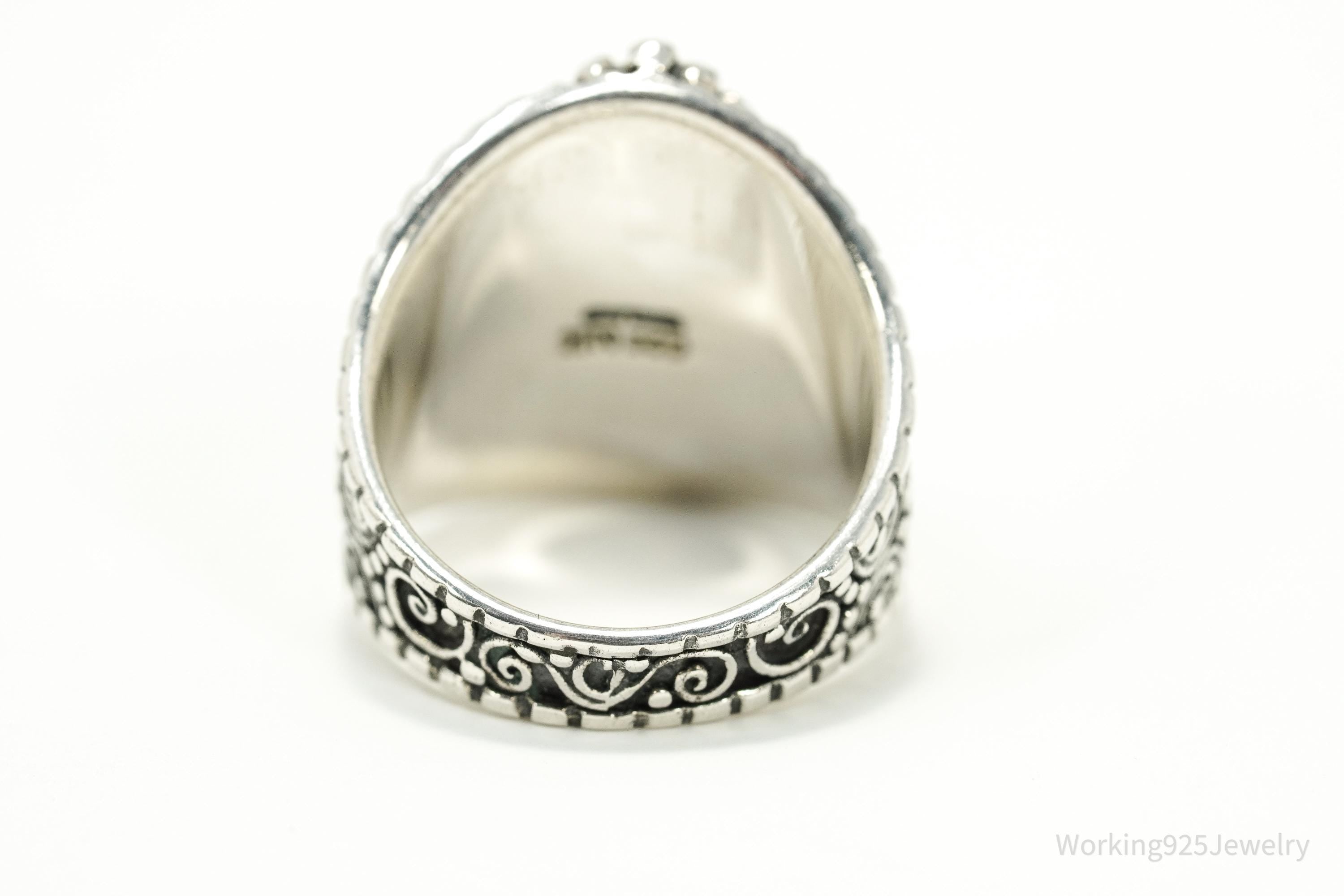 Vintage NK Lapis Lazuli Sterling Silver Statement Ring Size 6.75