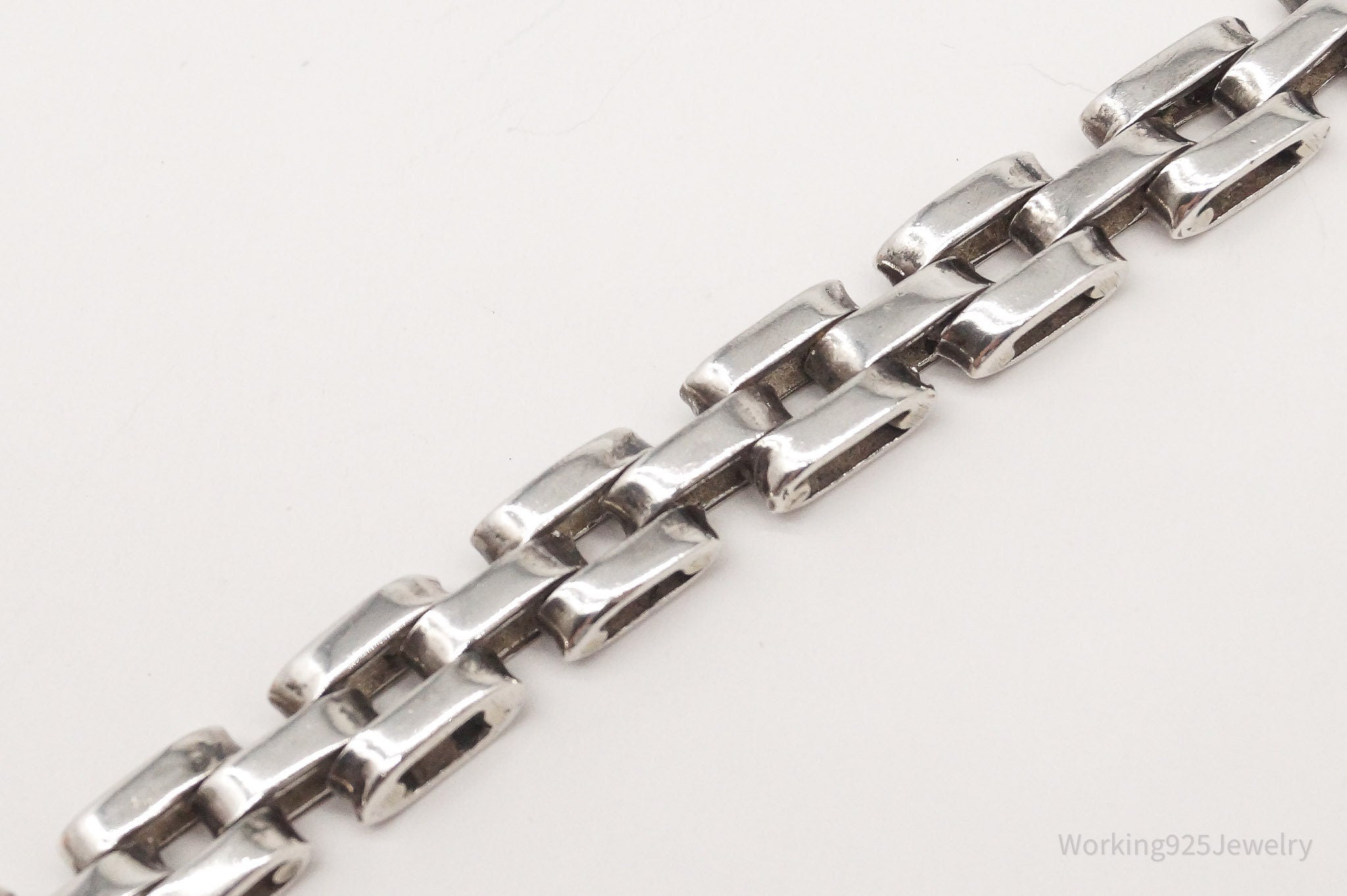 Vintage Mexico Modernist Sterling Silver Chain Bracelet 8"