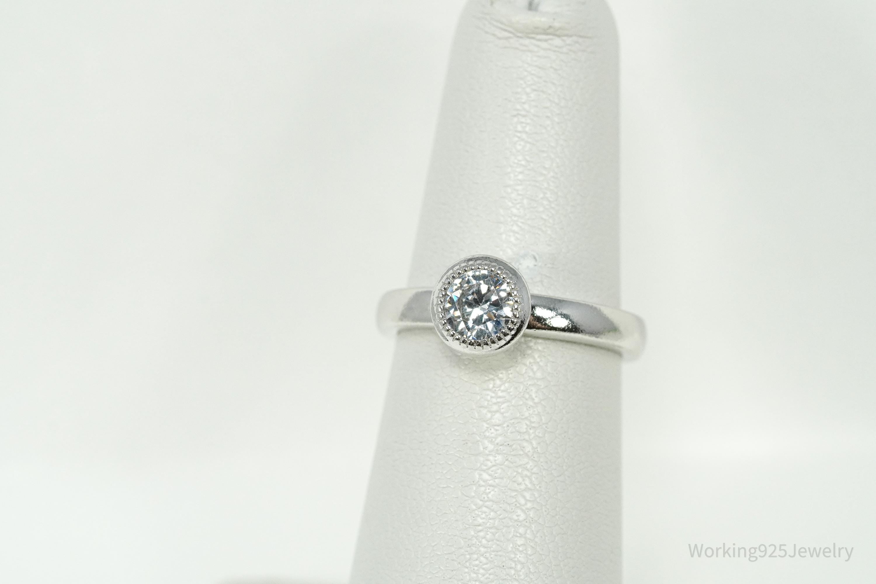 PAJ Cubic Zirconia Rhodium Over Sterling Silver Ring - Size 5