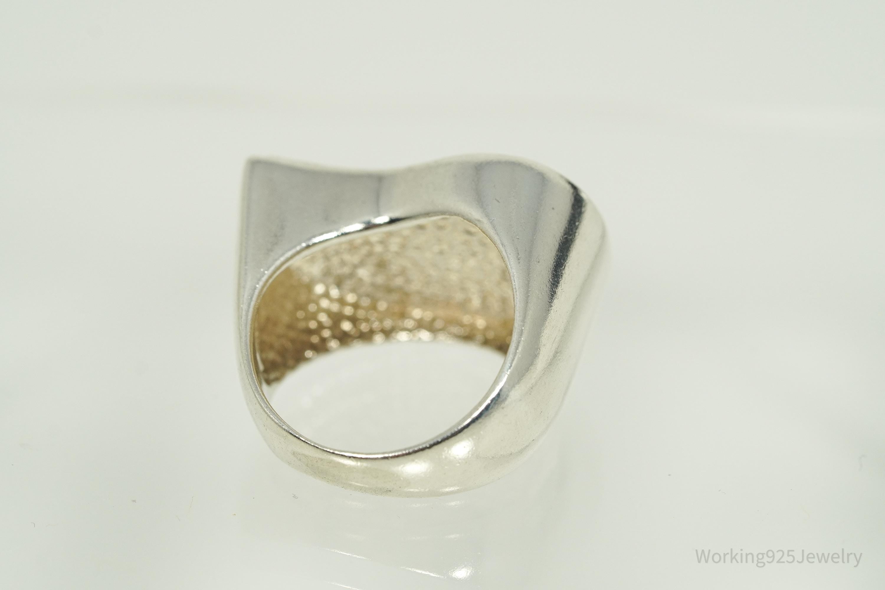 Vintage Designer SX Turquoise Paisley Sterling Silver Ring - Size 6.25