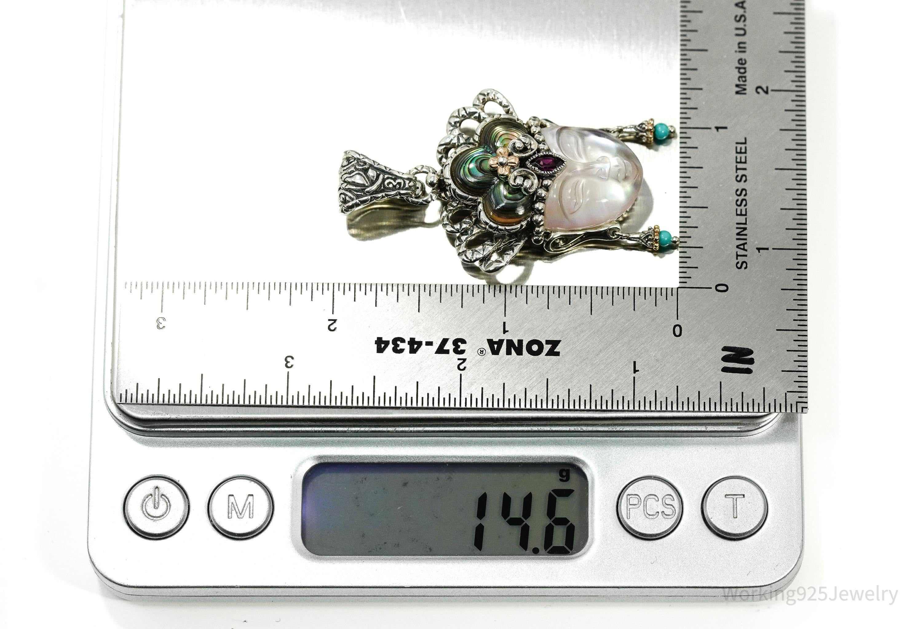 Barbara Bixby Goddess of Compassion Quan Yin 18K Gold Sterling Silver Pendant