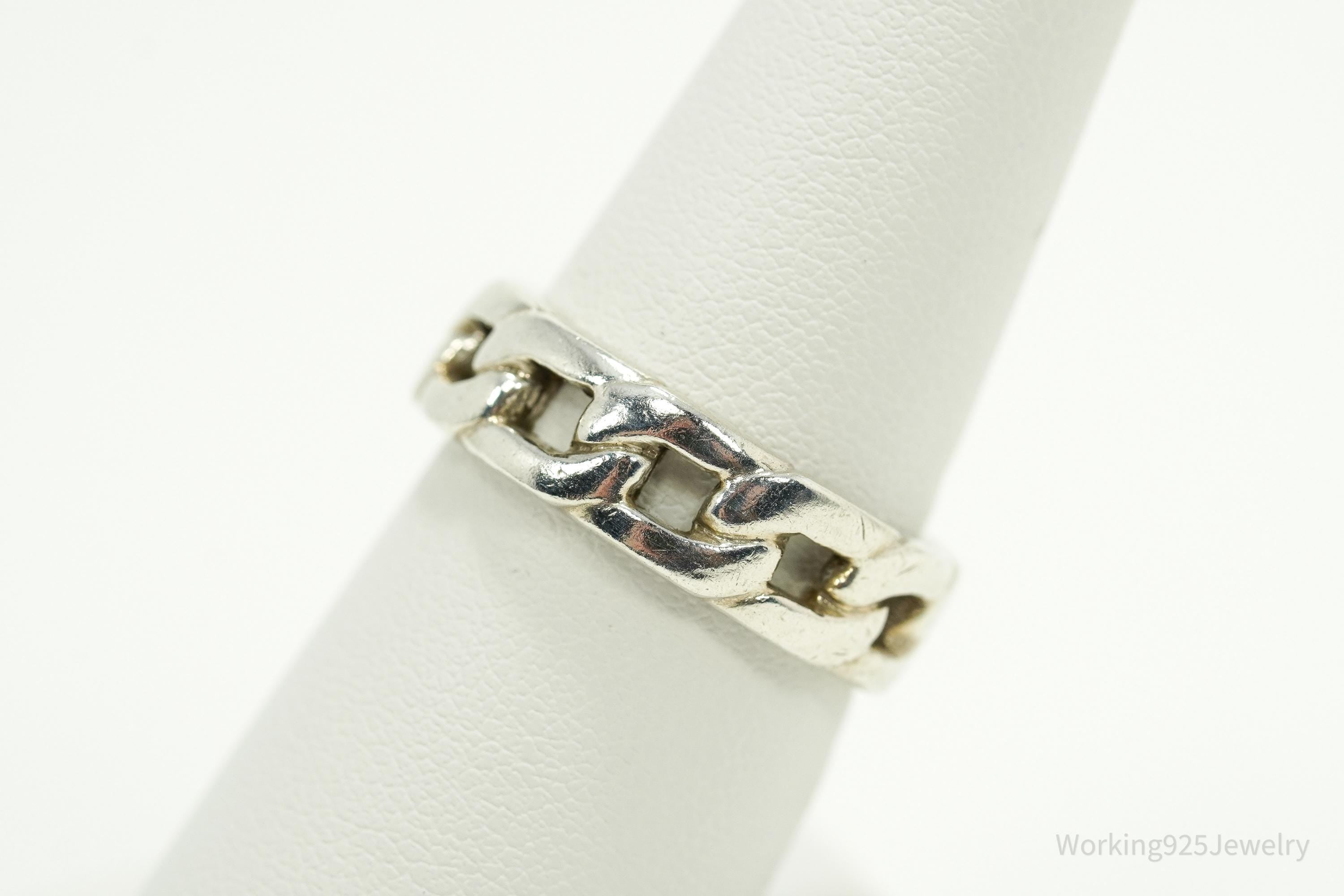 Vintage Chainlink Sterling Silver Ring - Size 8