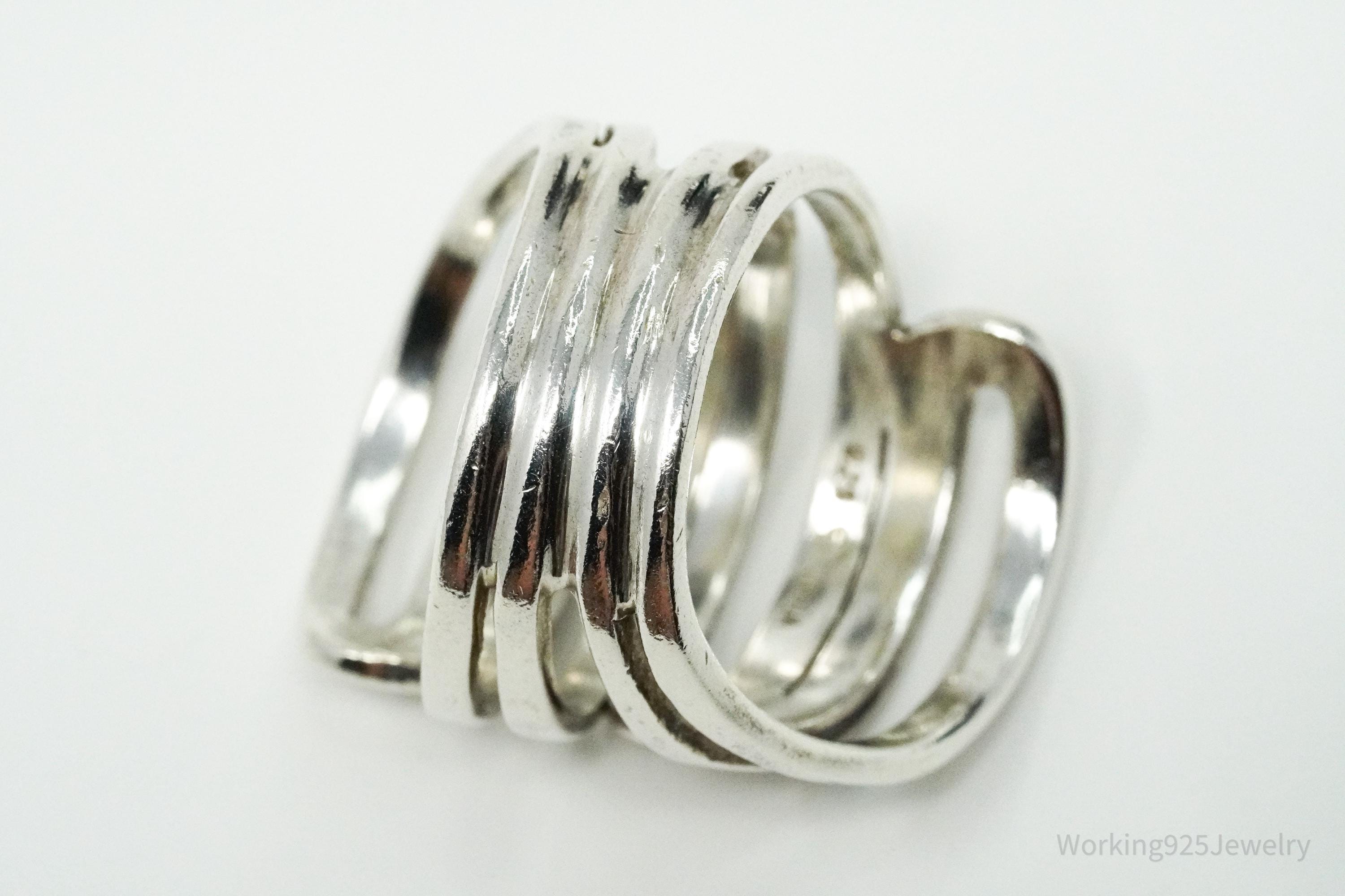 Vintage Designer Silpada "Maze" Modernist Style Sterling Silver Ring - Size 9.25