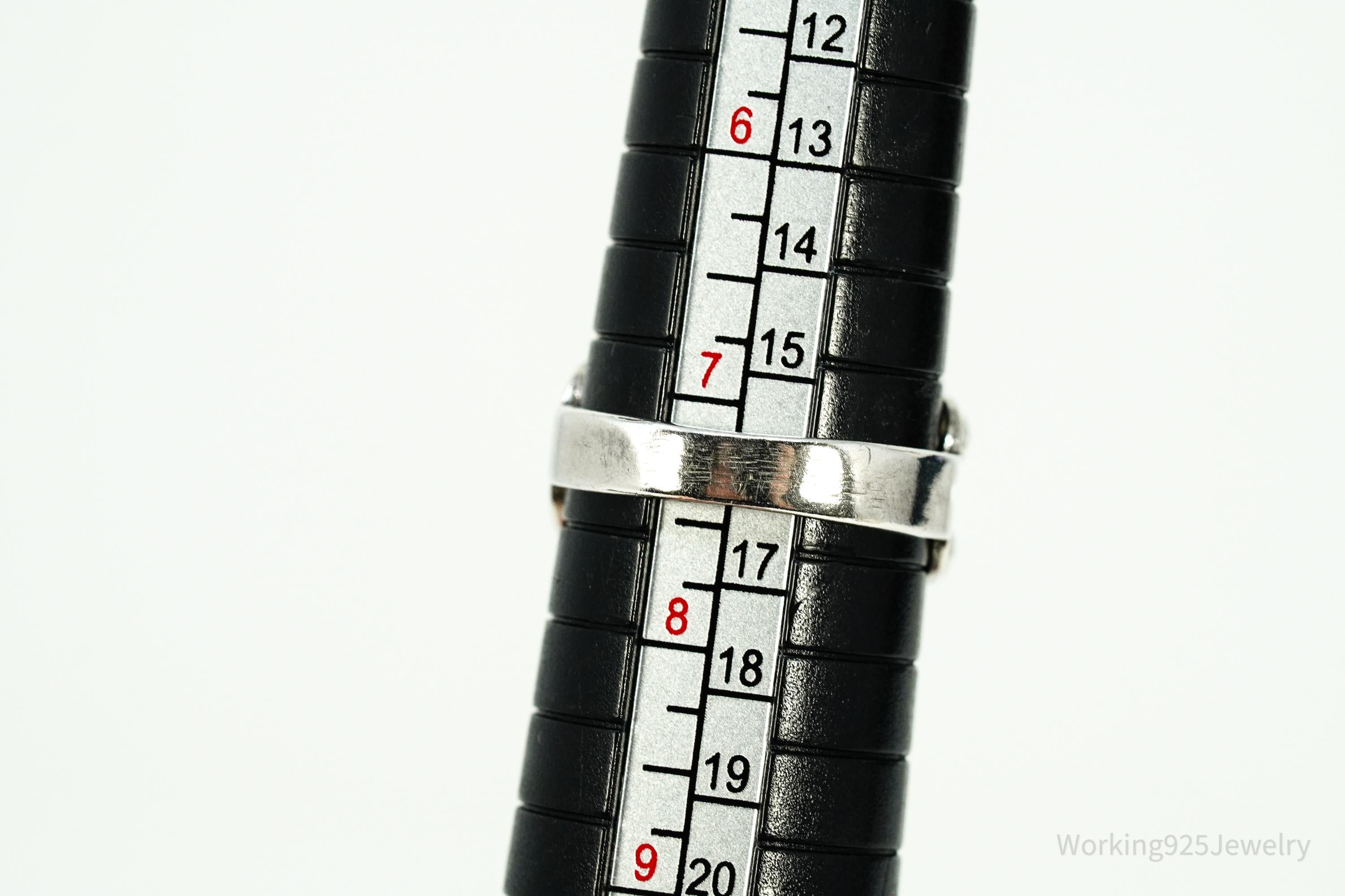 Vintage Handmade Native American Turquoise Sterling Silver Ring - Size 7.25