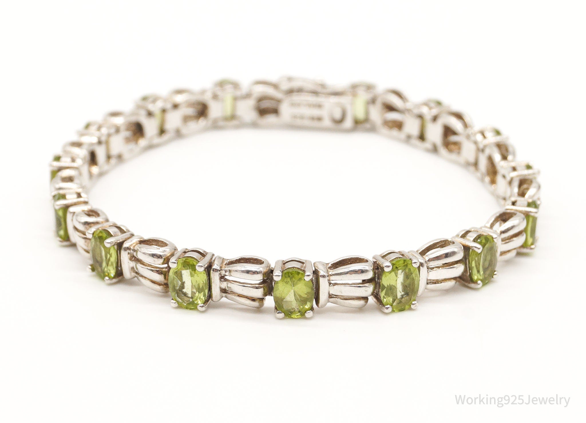 Vintage Peridot Art Deco Sterling Silver Bracelet