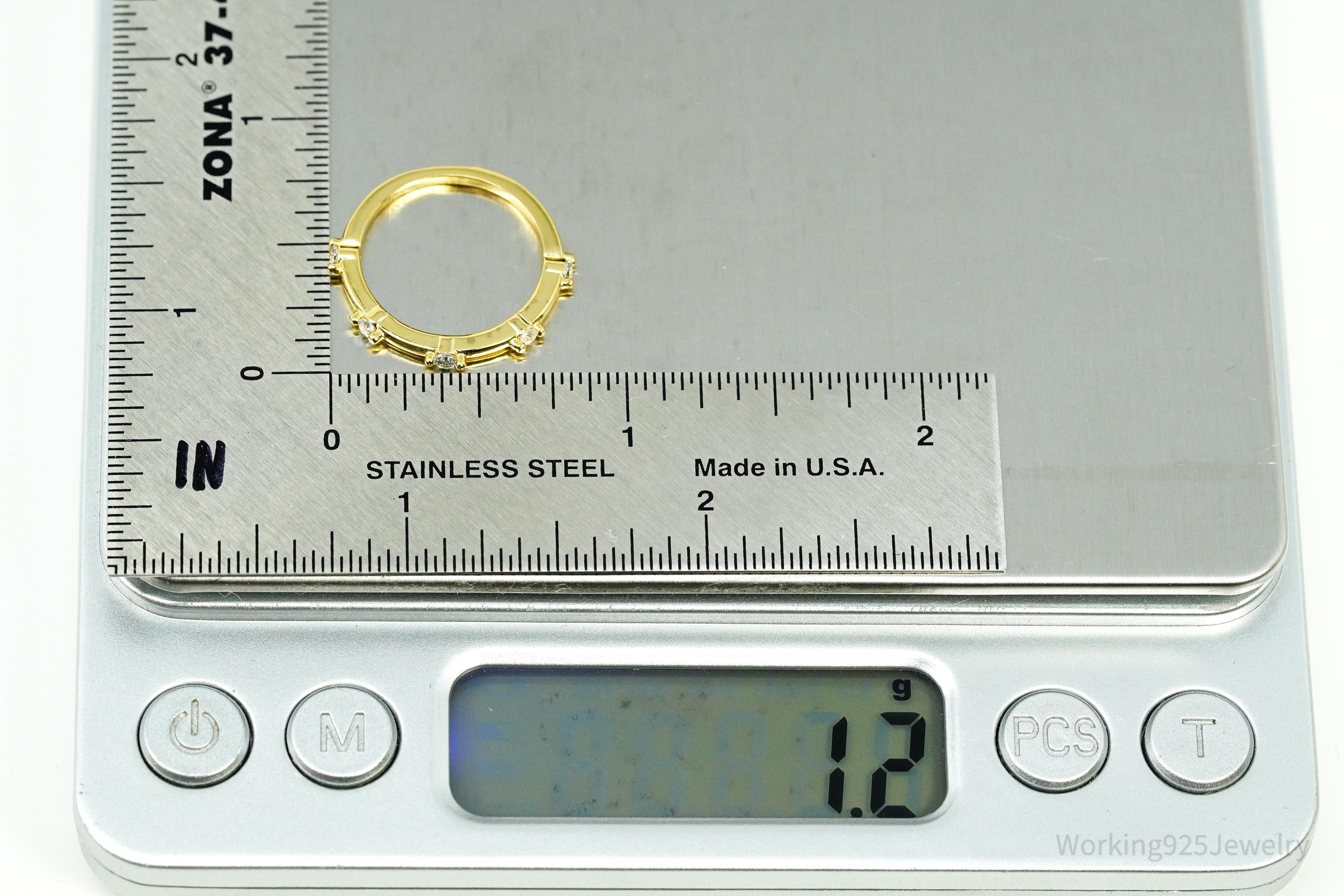 Vintage Cubic Zirconia Gold Vermeil Sterling Silver Ring - Size 5