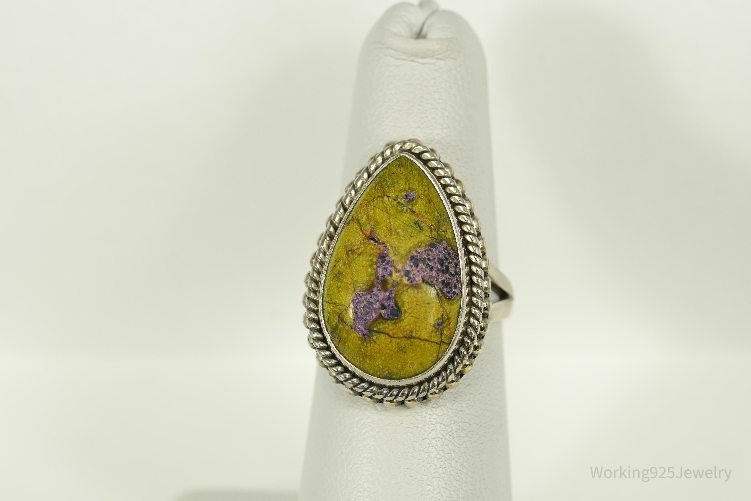 Vintage Large Atlantisite Sterling Silver Ring - Size 6