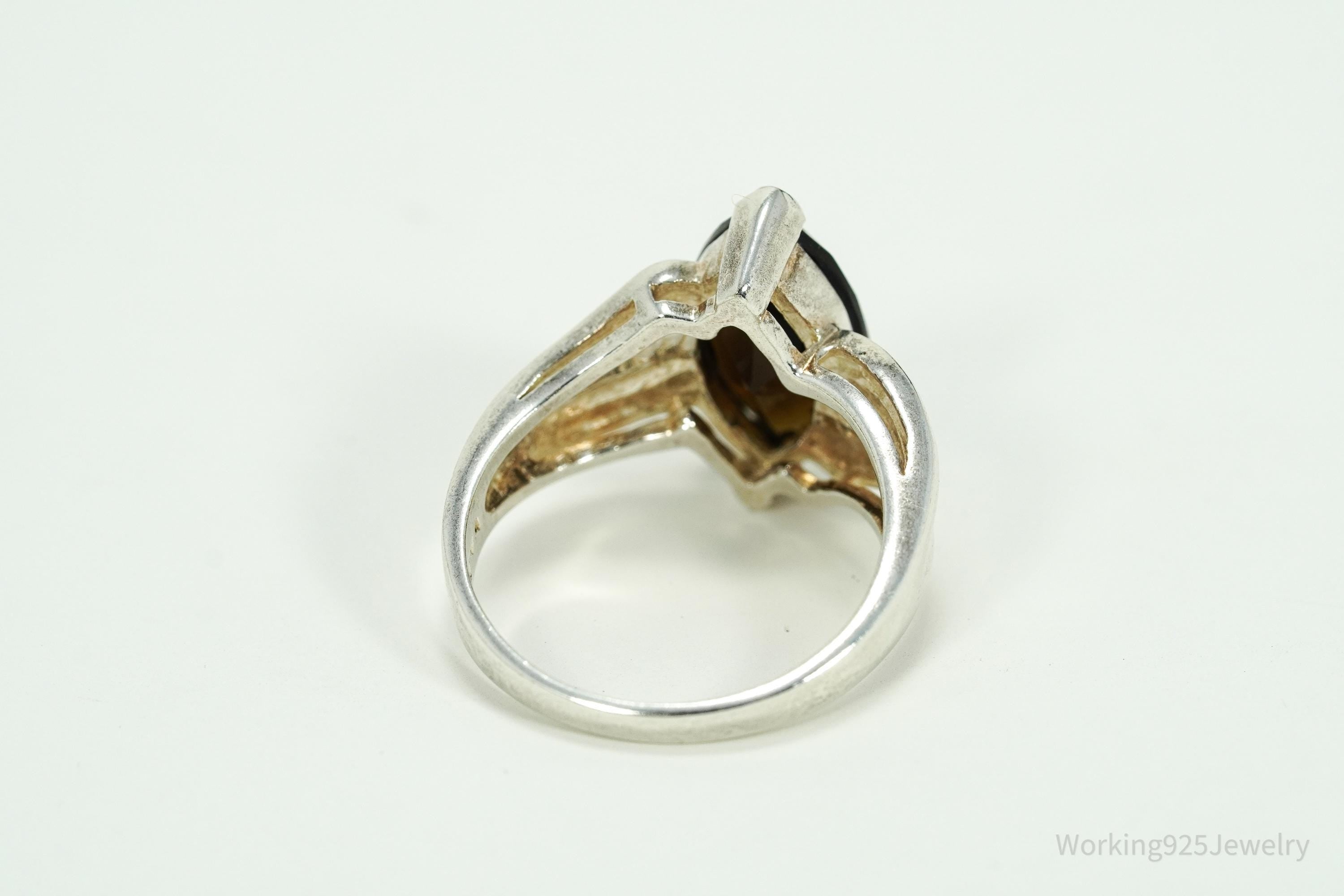 Vintage Smoky Topaz Sterling Silver Ring - Size 7