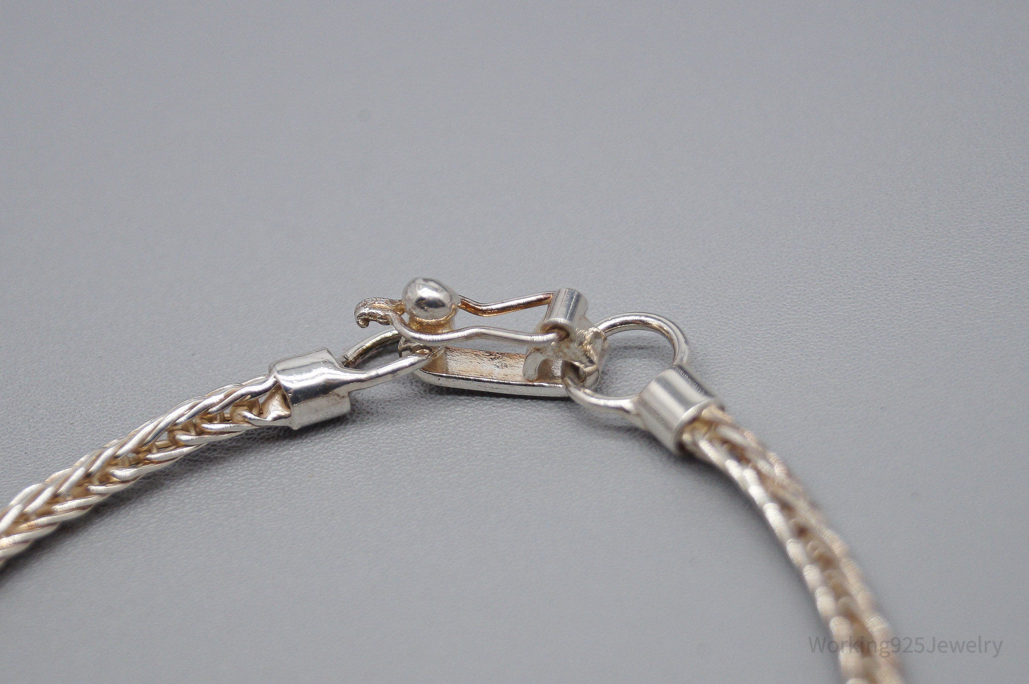 Vintage Three Leaf Clover 950 Silver Bracelet 7.25"