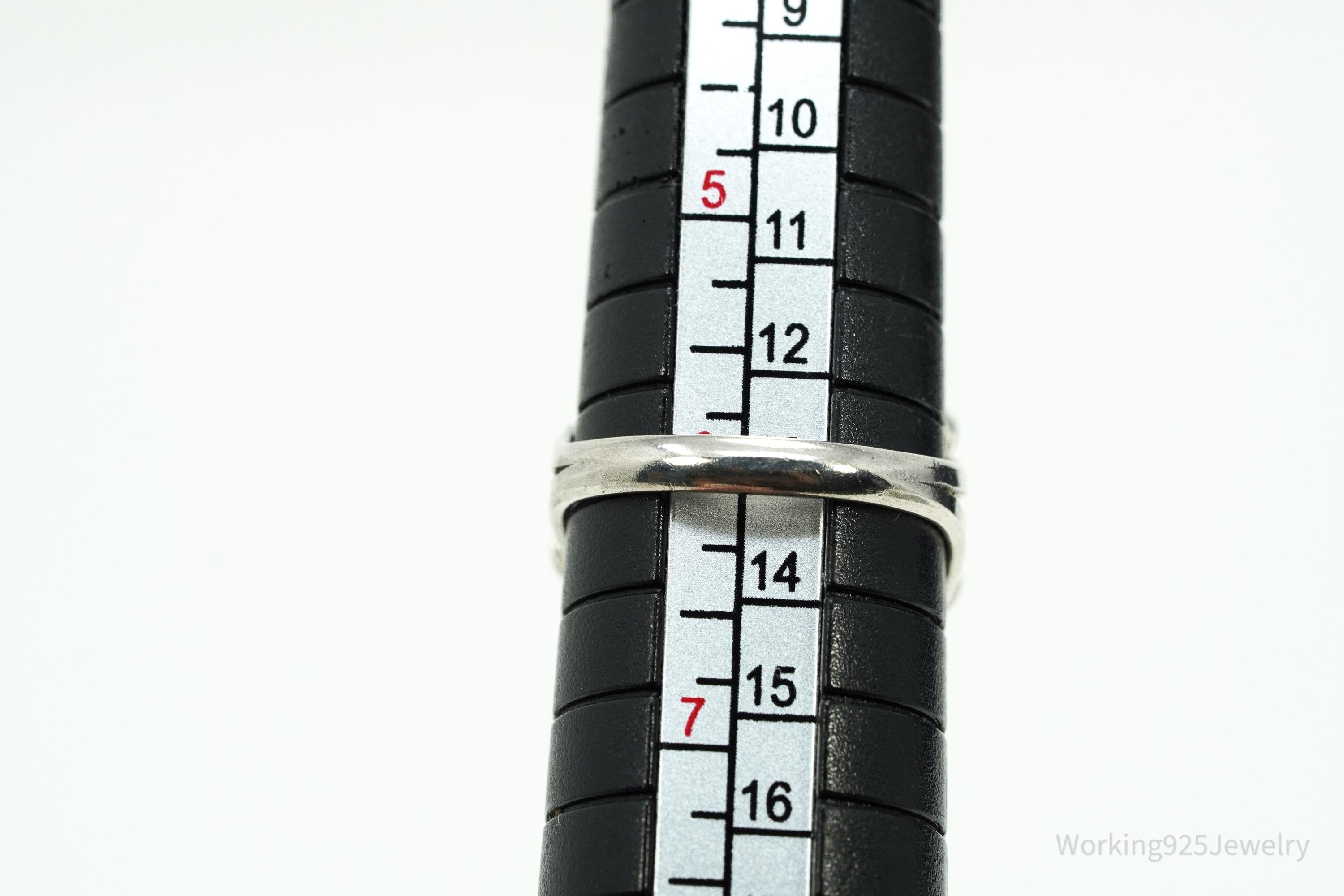 Vintage Native American Turquoise Unsigned Silver Ring - Size 6