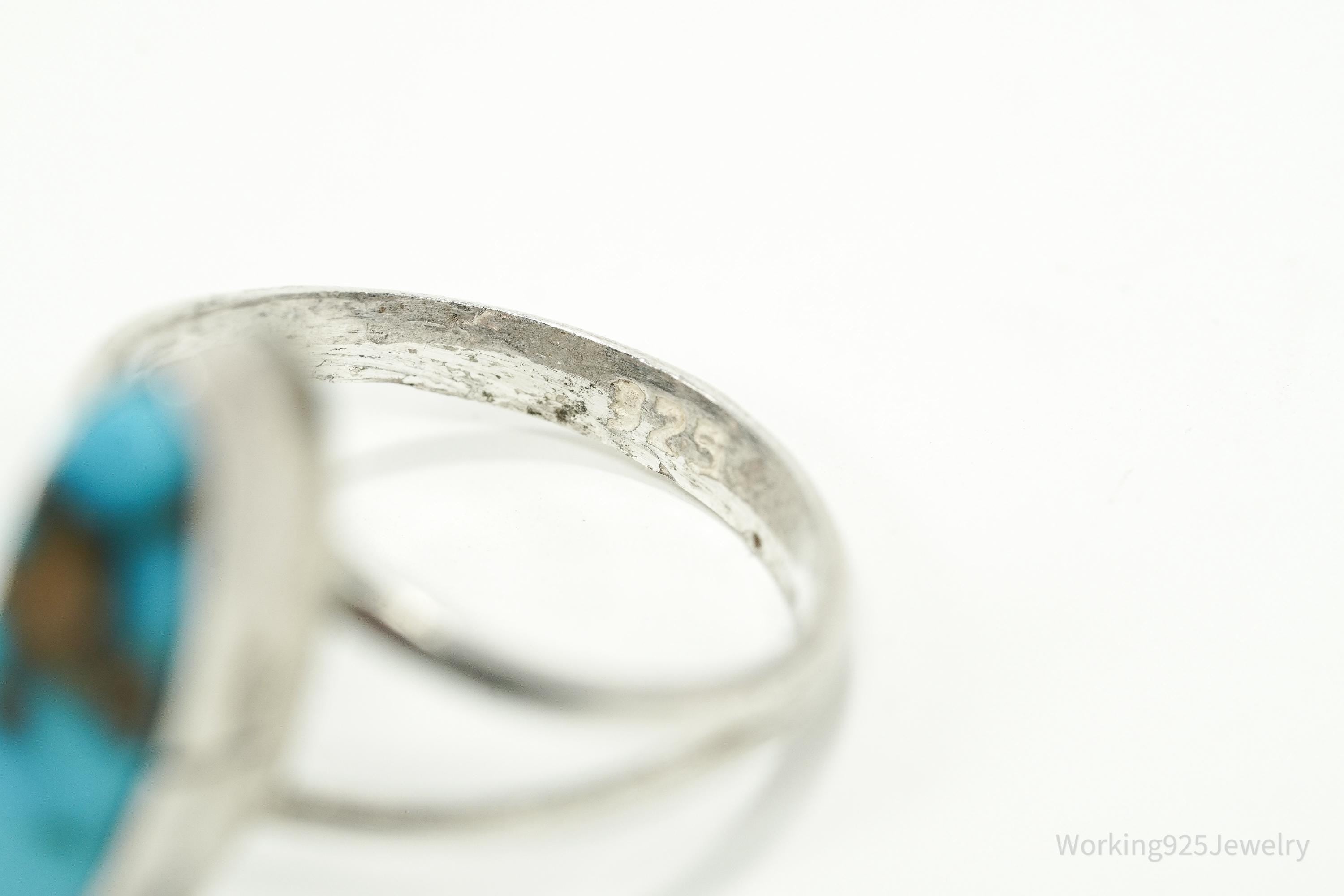 Vintage Native American Turquoise Sterling Silver Ring - Size 2.75