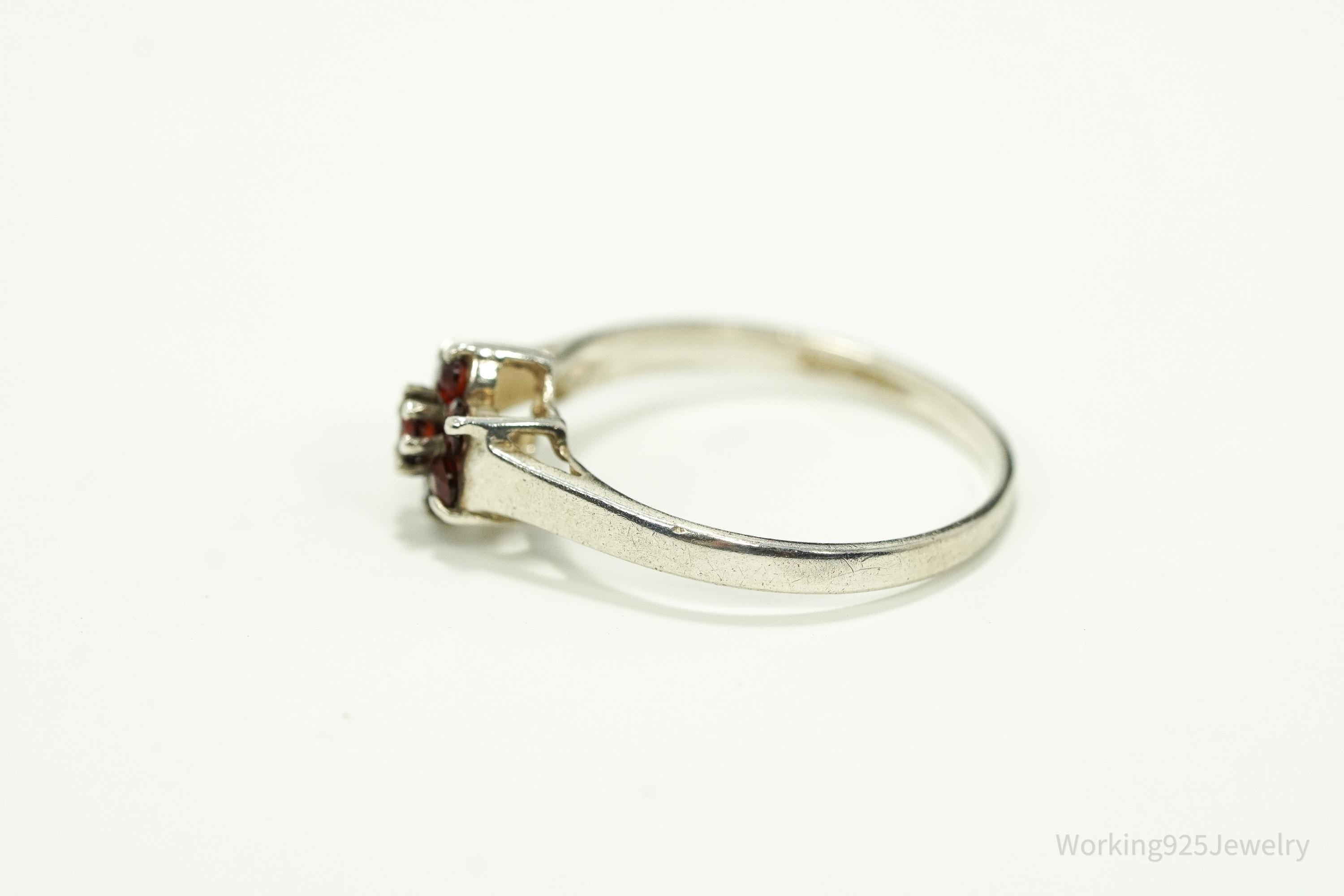Vintage 1980s Birmingham Garnet Sterling Silver Ring - Size 6.5