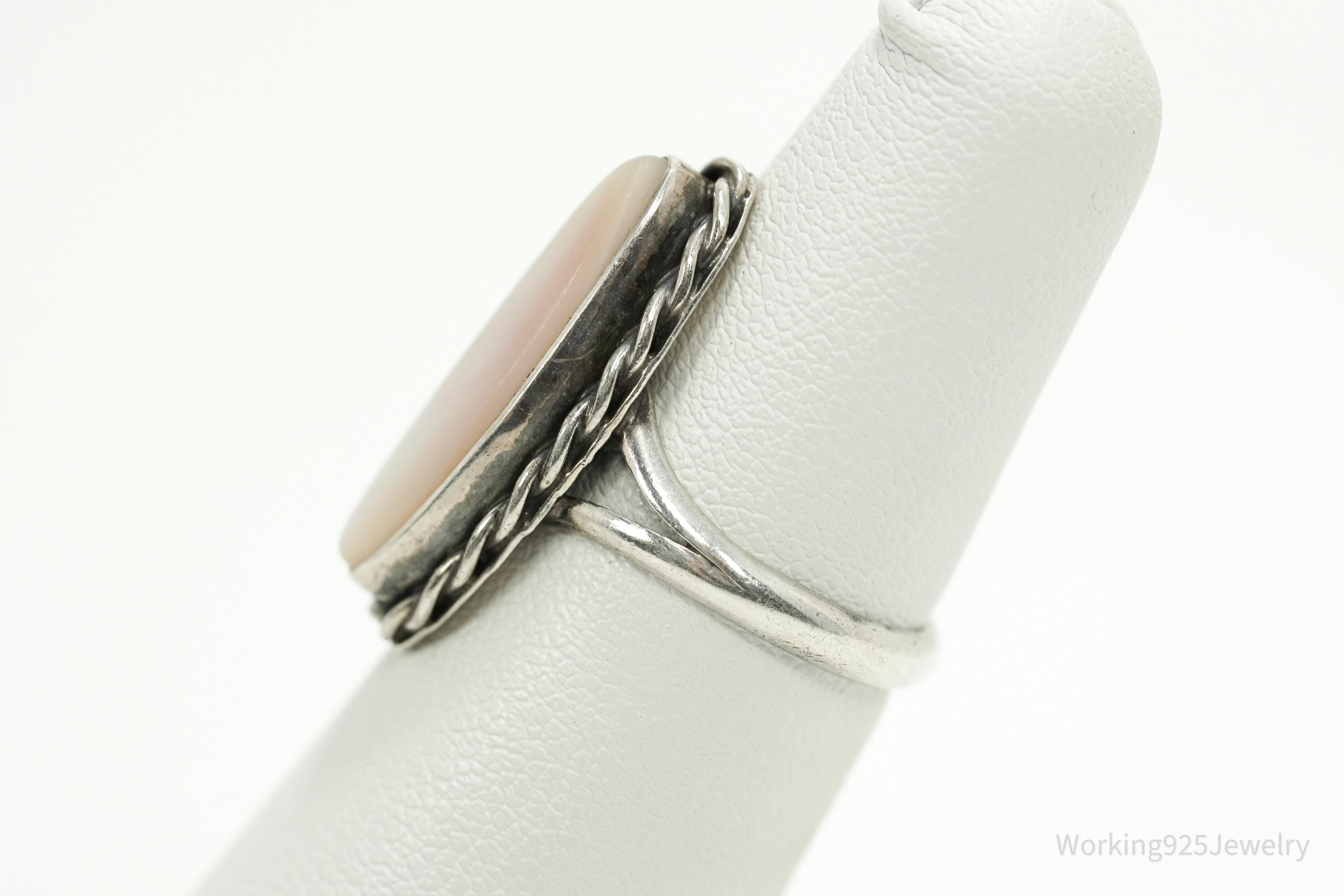 Vintage Native American Pink Mother Of Pearl Sterling Silver Ring Size 5