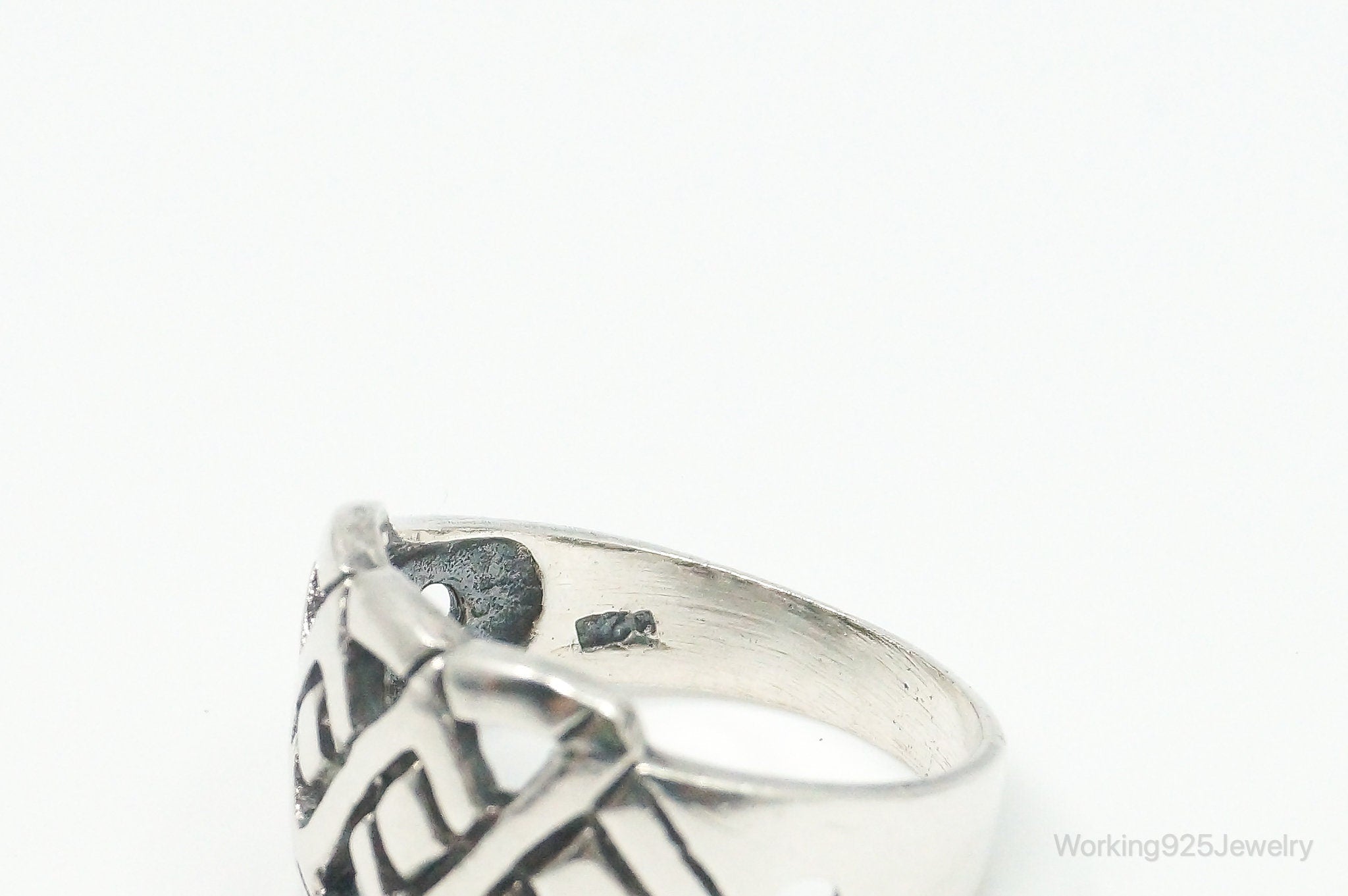 Vintage Knots Design Sterling Silver Band Ring - Size 7.75