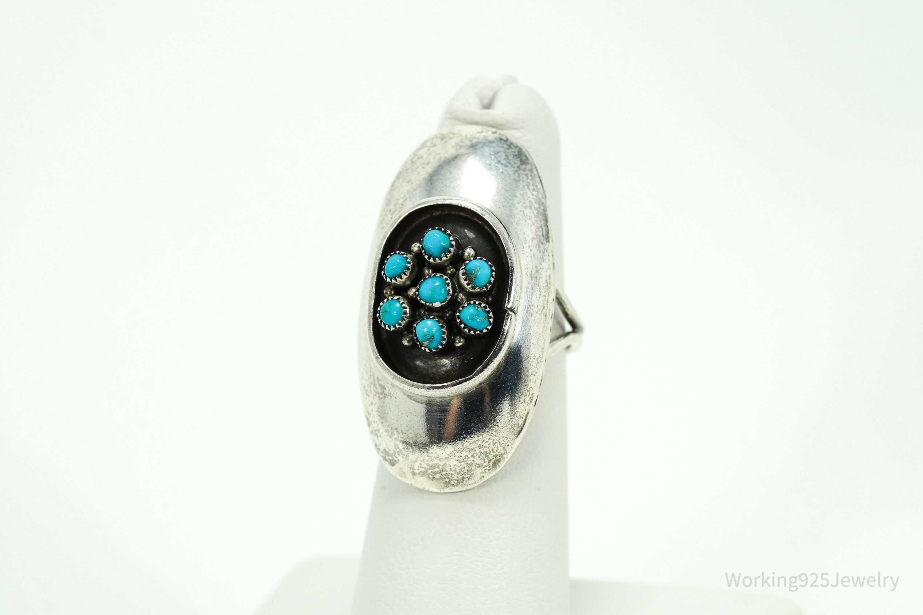 Vintage Native American Turquoise Silver Ring - Size 6.25
