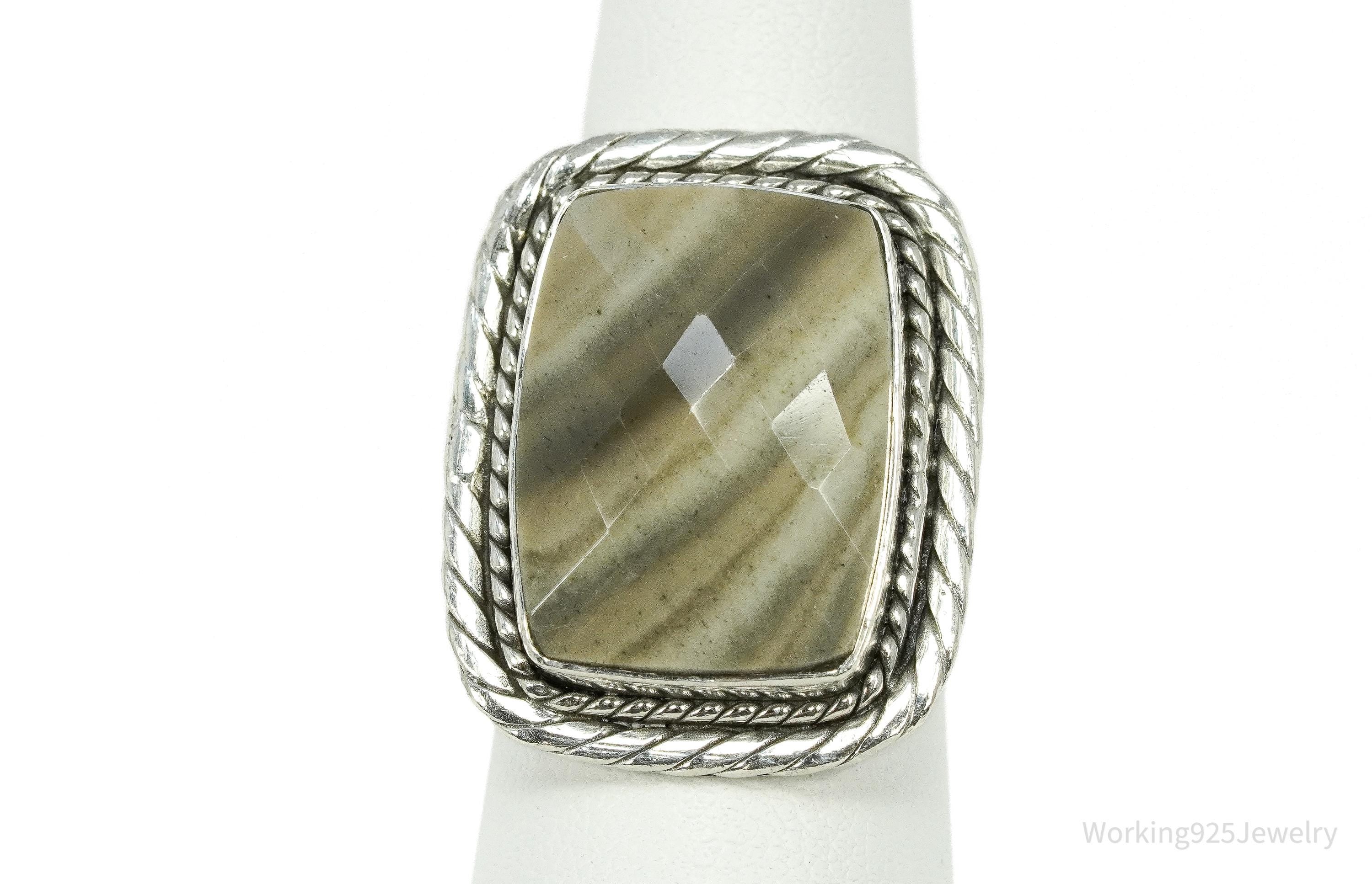 Vintage Lace Gemstone Sterling Silver Ring - Size 7