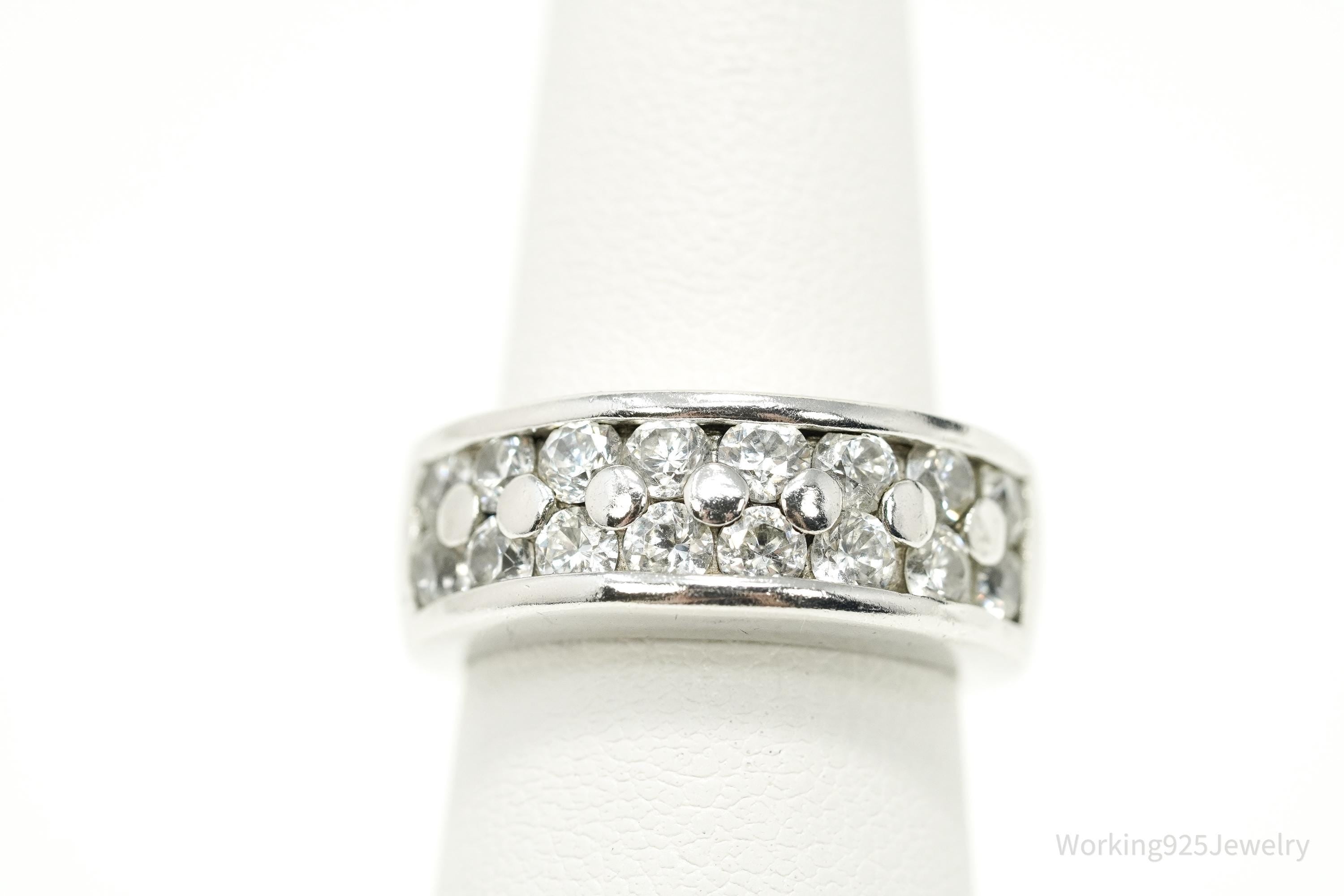 Vintage Cubic Zirconia Sterling Silver Ring - Size 6