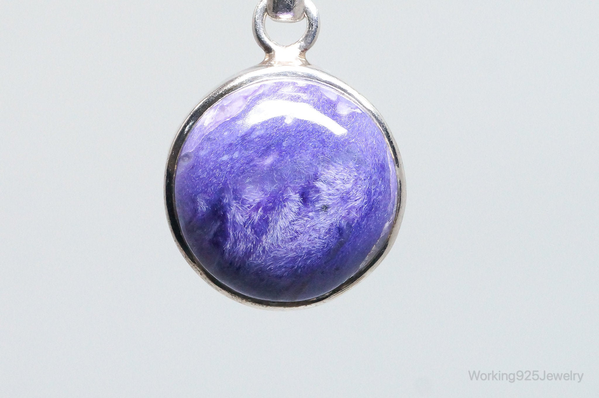 Vintage Large Purple Gemstone Sterling Silver Necklace Pendant