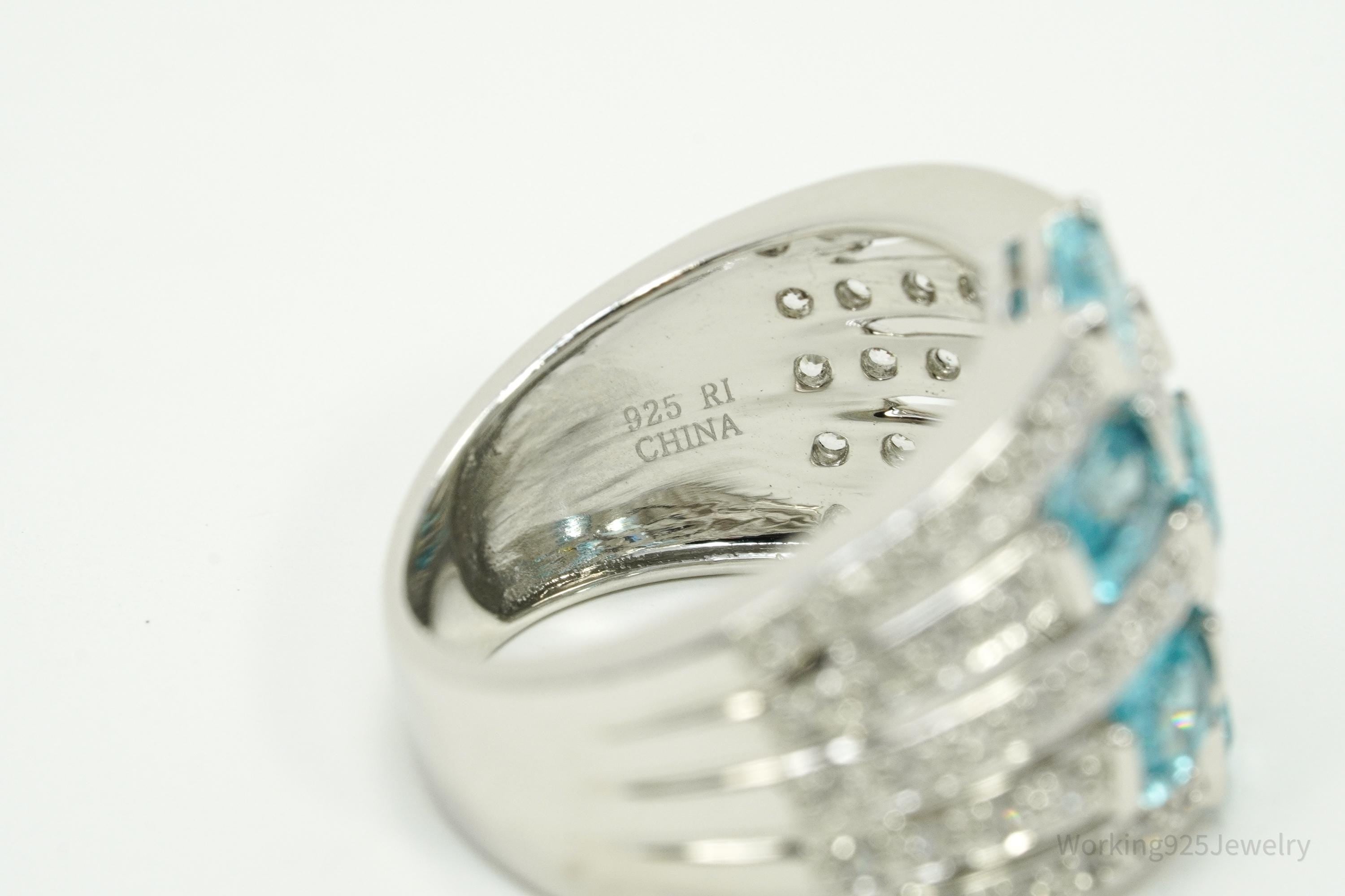 Blue & White Topaz Sterling Silver Ring - Size 5.25