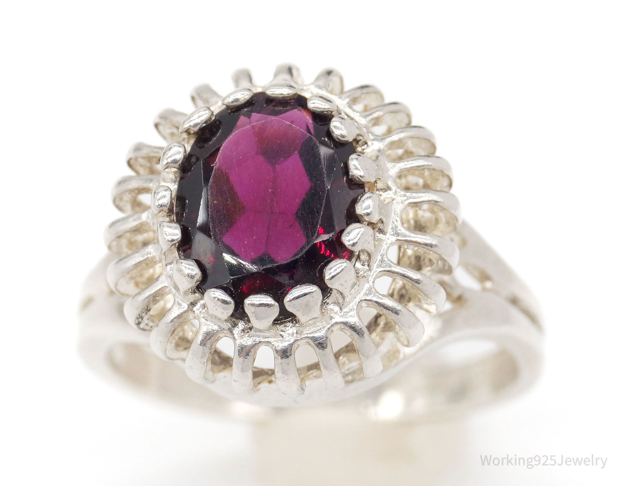 Vintage Rhodolite Garnet Sterling Silver Ring - Size 6