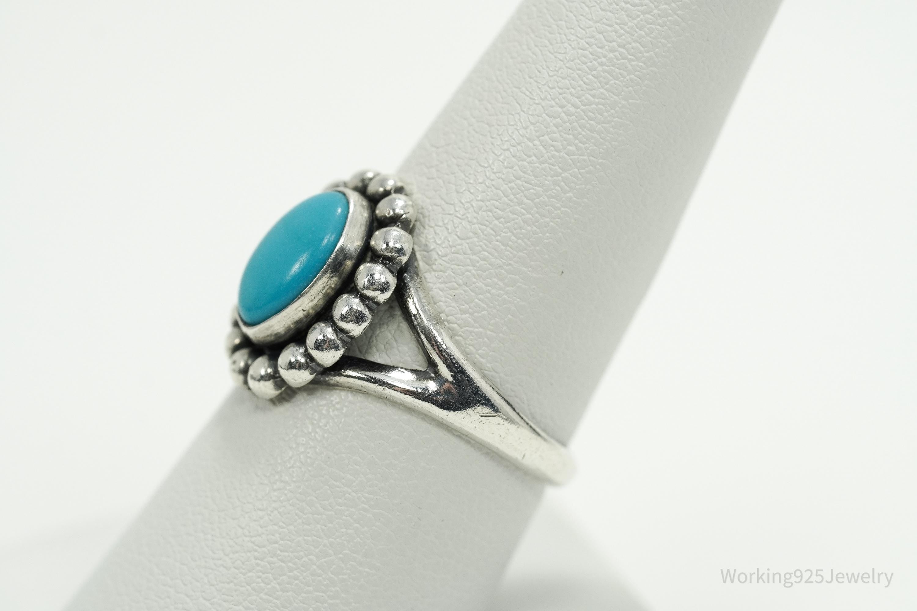 Vintage Native American Turquoise Sterling Silver Ring - Size 8.75