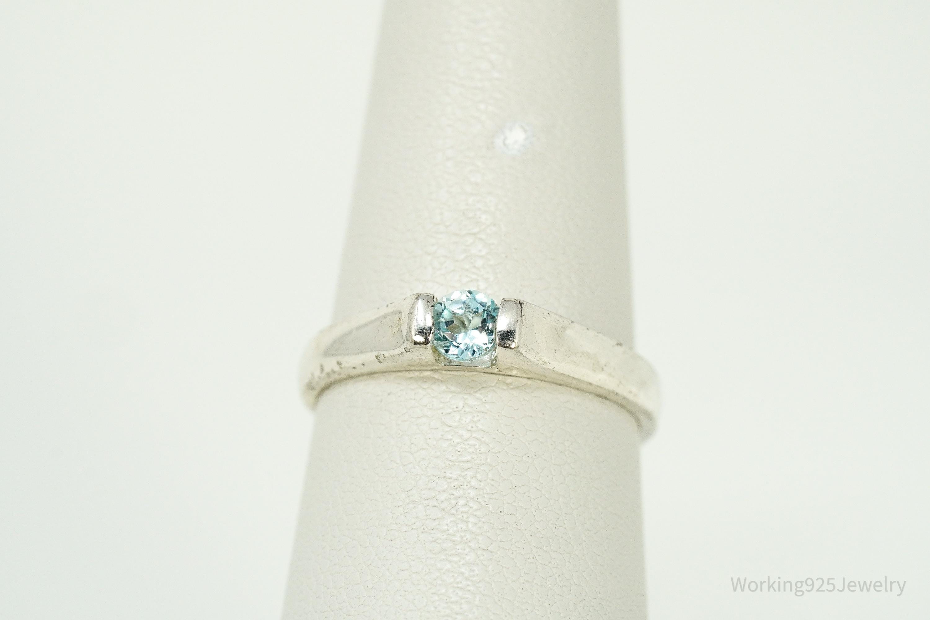 Vintage Blue Topaz Sterling Silver Ring - Size 7.25