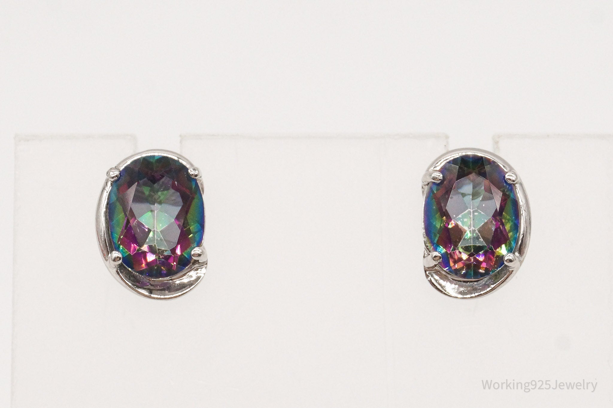 Vintage Mystic Topaz Sterling Silver Stud Post Earrings