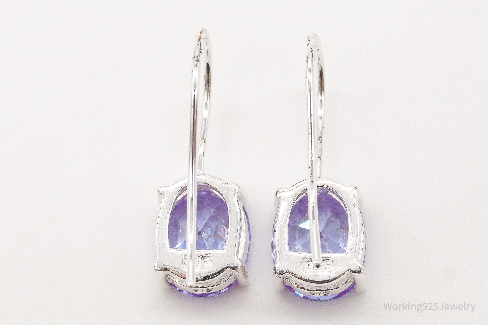 Vintage Purple Cubic Zirconia Sterling Silver Earrings